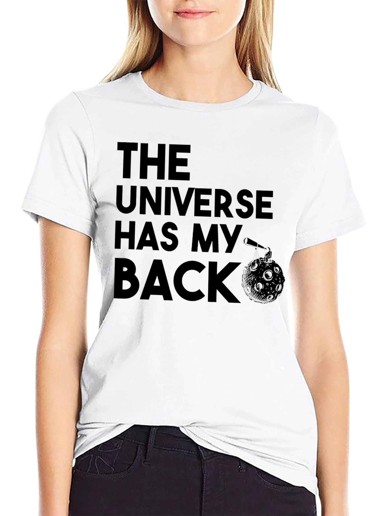 Black The Universe Has My Back Graphic T-Shirt view 9