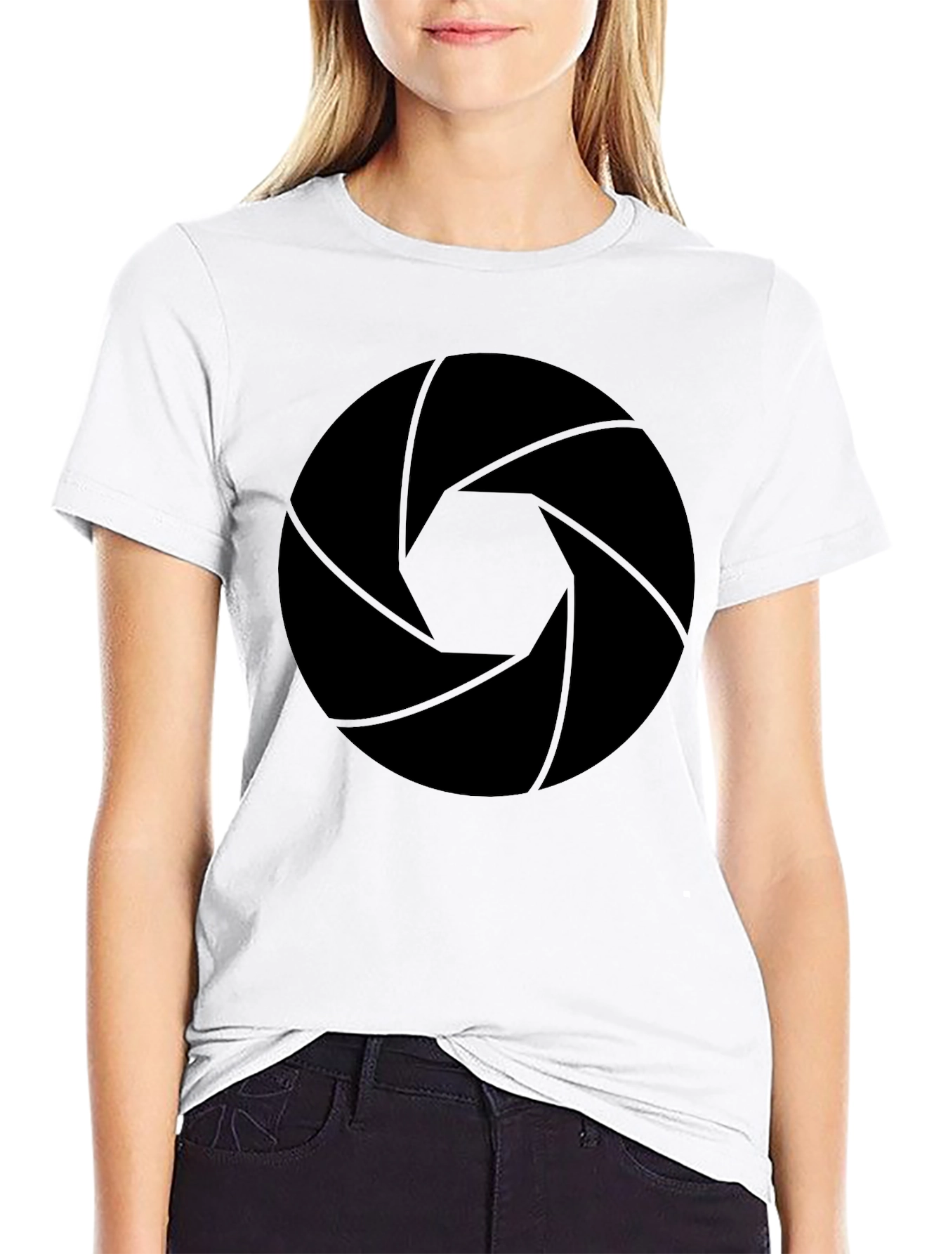 Black Aperture Lens Graphic Tee - Black Cotton Blend view 9
