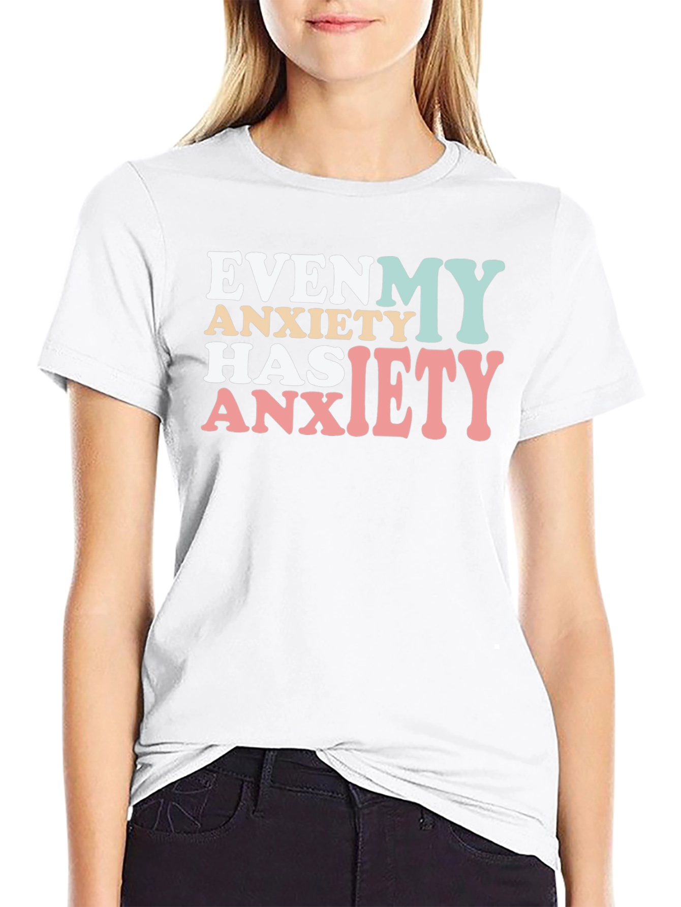 Black Anxiety Graphic Tee - Funny Unisex T-Shirt view 9