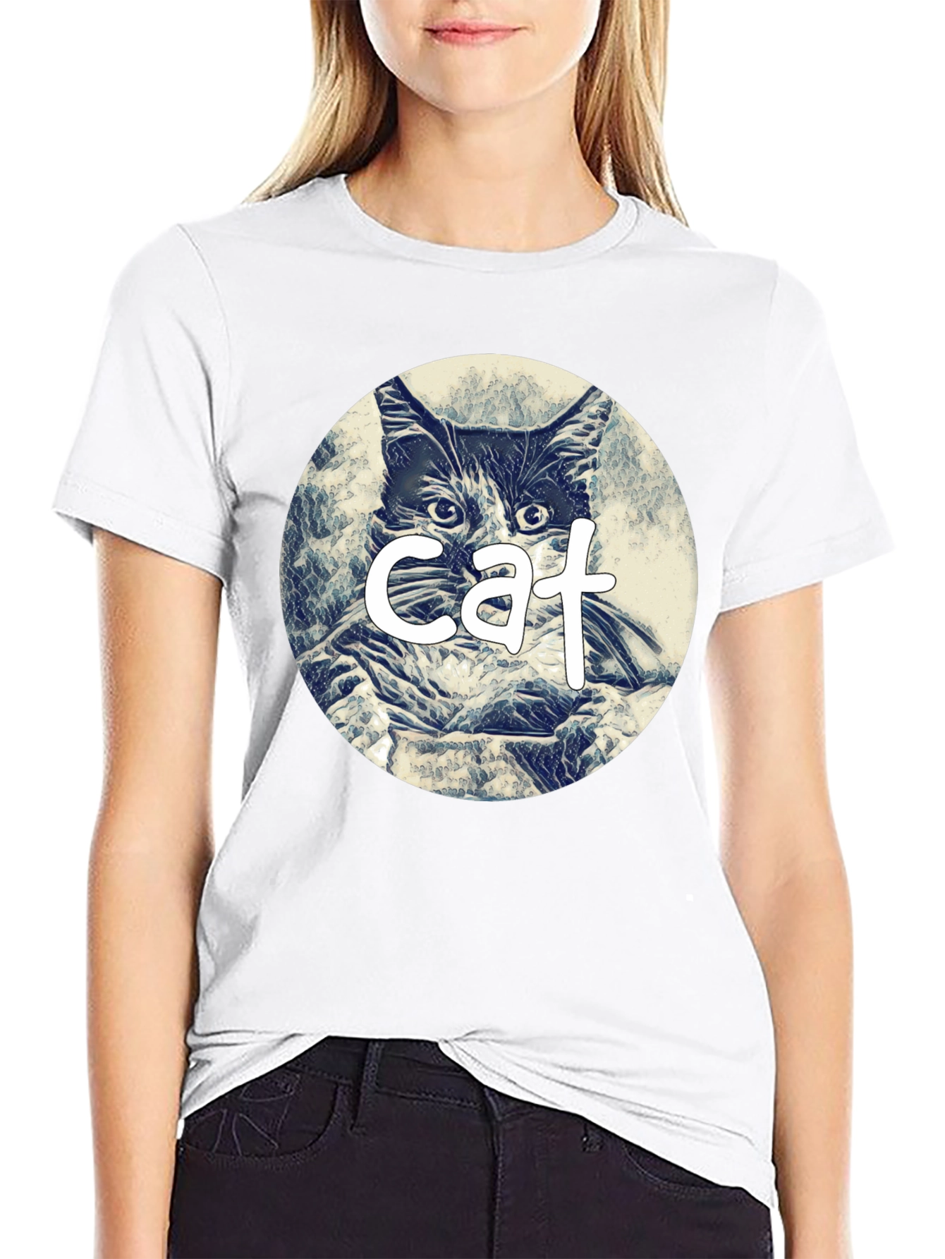 Black Cat Graphic Tee - Black Cotton Blend view 9