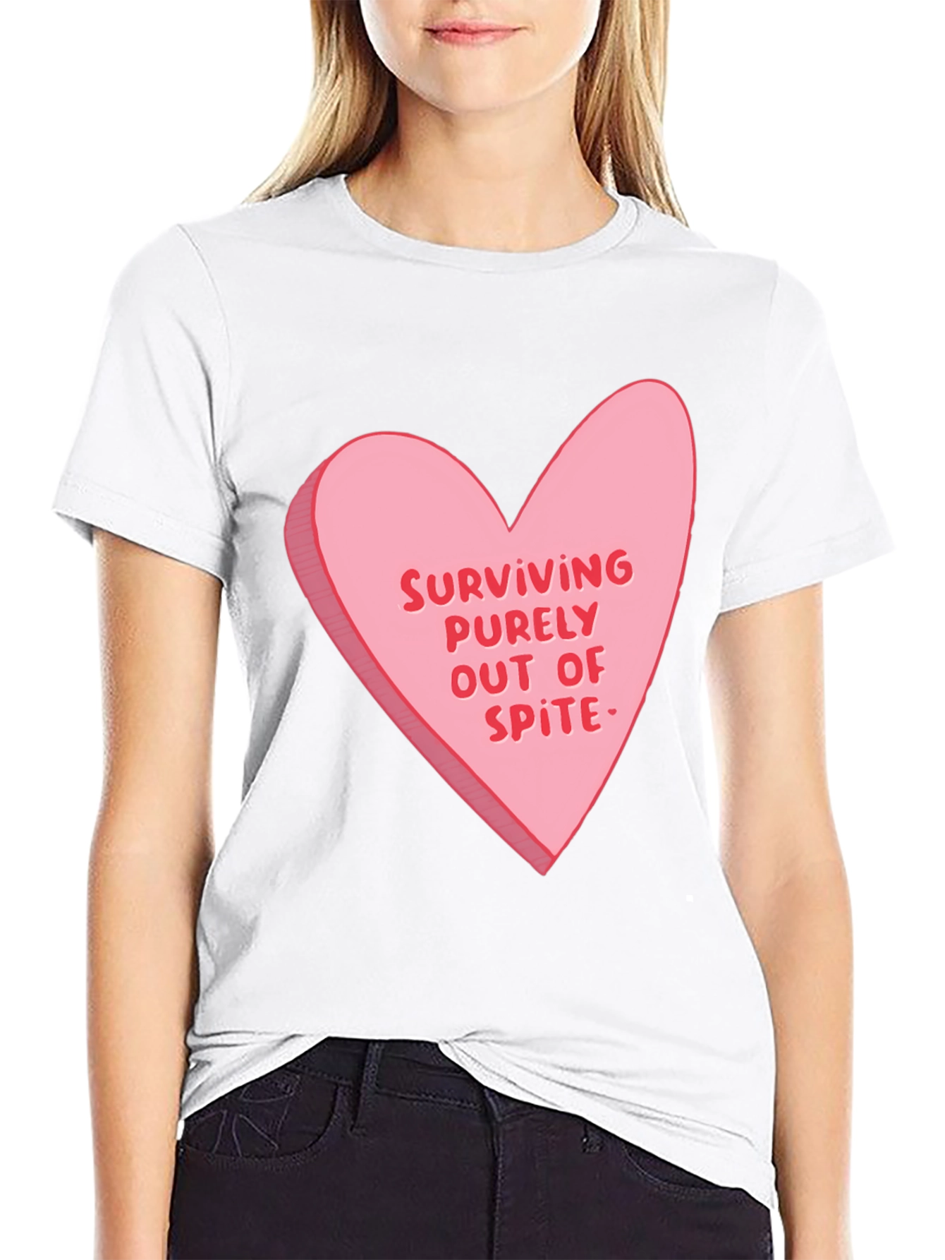 Black Surviving Out of Spite Valentine's Day Heart Graphic Tee view 9