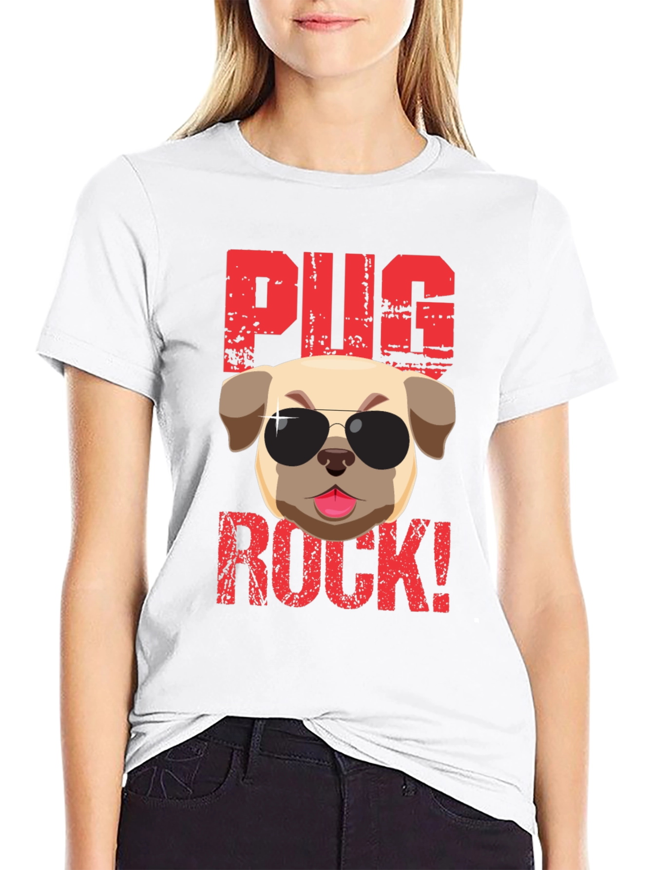Black Pug Rock T-Shirt - Cool Dog Tee view 9