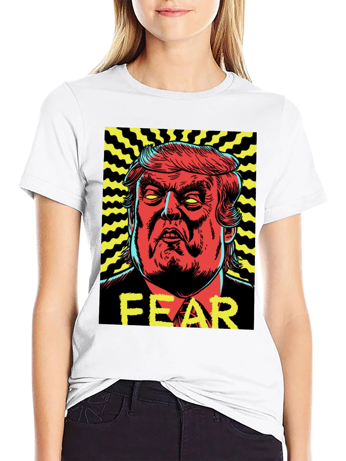 Black Fear Trump Graphic Print Tee - Men's Black T-Shirt view 9