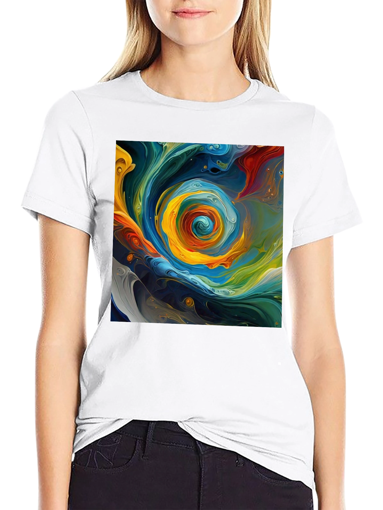 Black Abstract Swirl Art Tee - Bold & Unique Style view 9