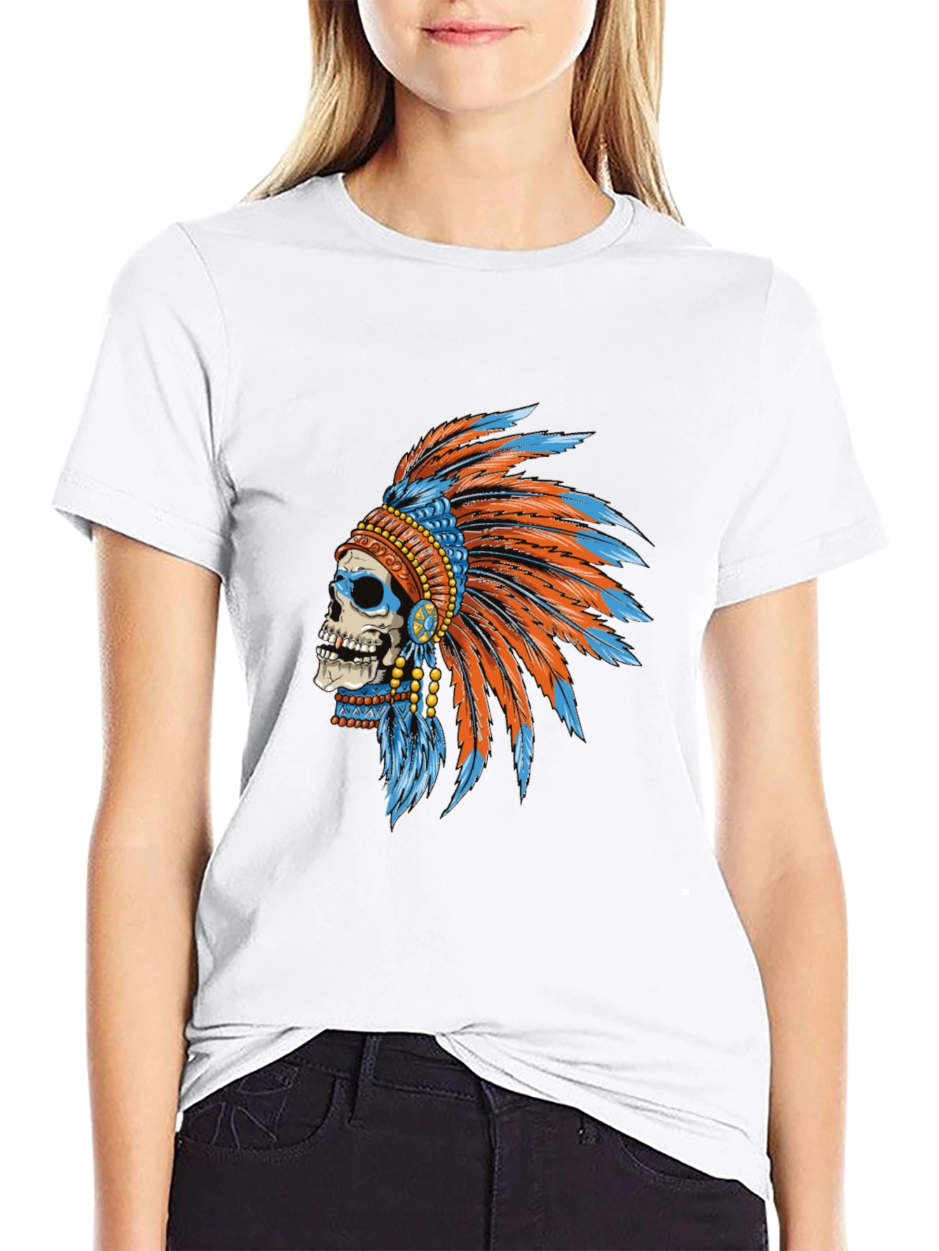 Black Skull Chief T-Shirt - Cool Graphic Tee view 9