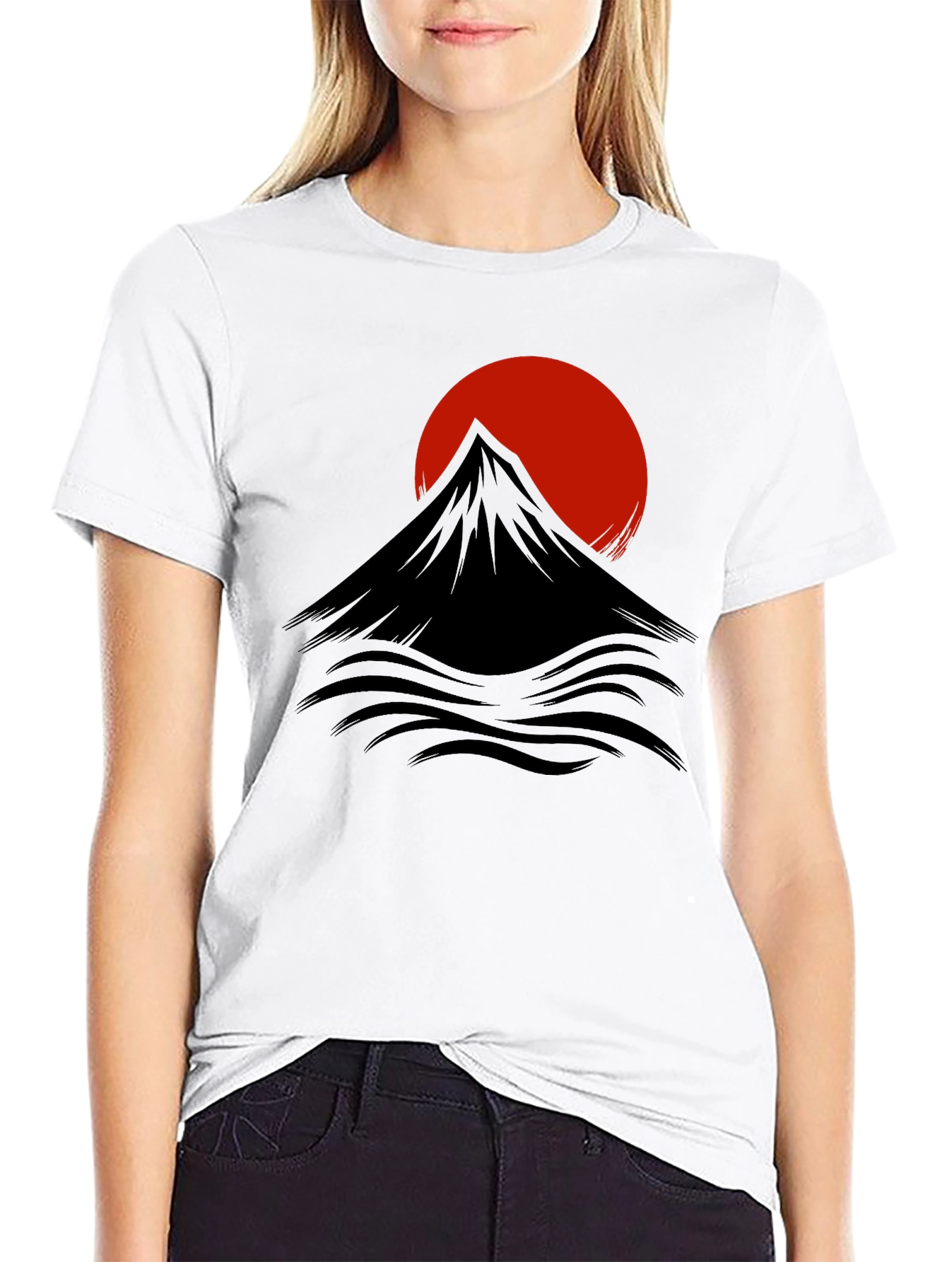 Black Black T-Shirt with Mountain & Sunrise Graphic view 9
