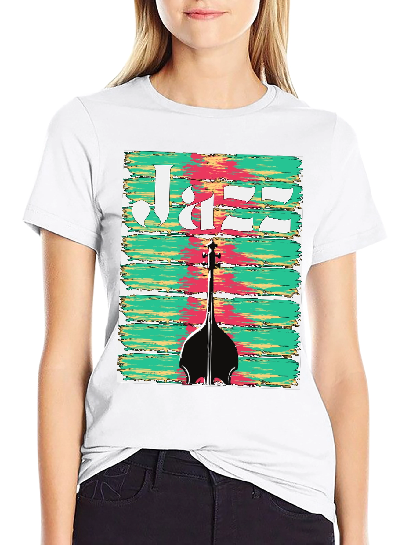 Black Jazz Bass Guitar Graphic Tee - Music Lover T-Shirt view 9