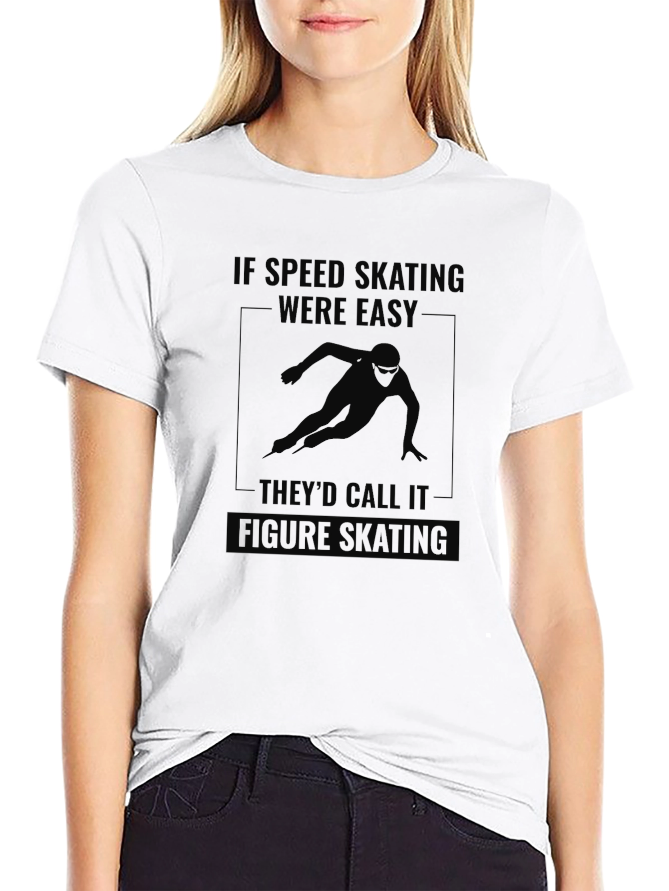 Black Speed Skating Graphic Tee - Black Cotton T-Shirt view 9