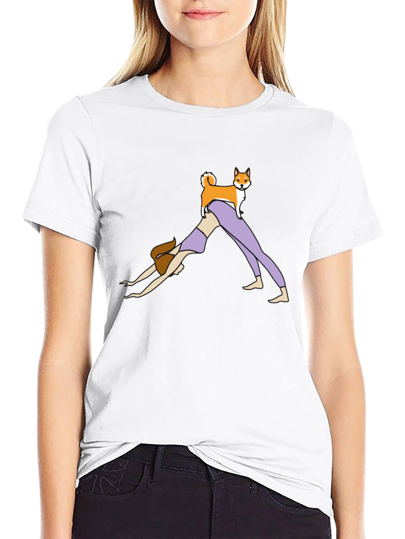 Black Yoga Dog T-Shirt - Downward Dog Graphic Tee view 9