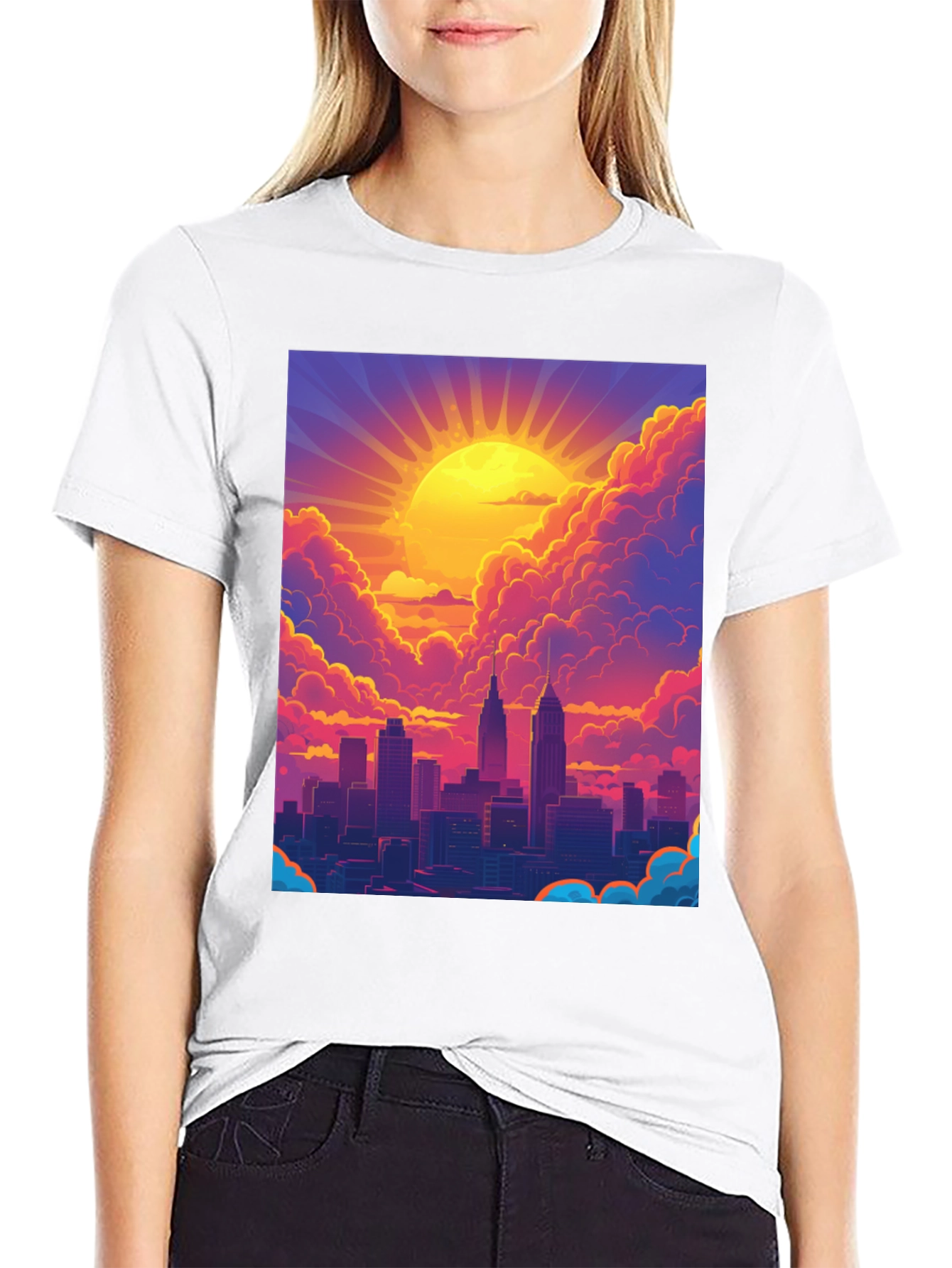 Black Sunset Cityscape Graphic Tee - Modern Style view 9