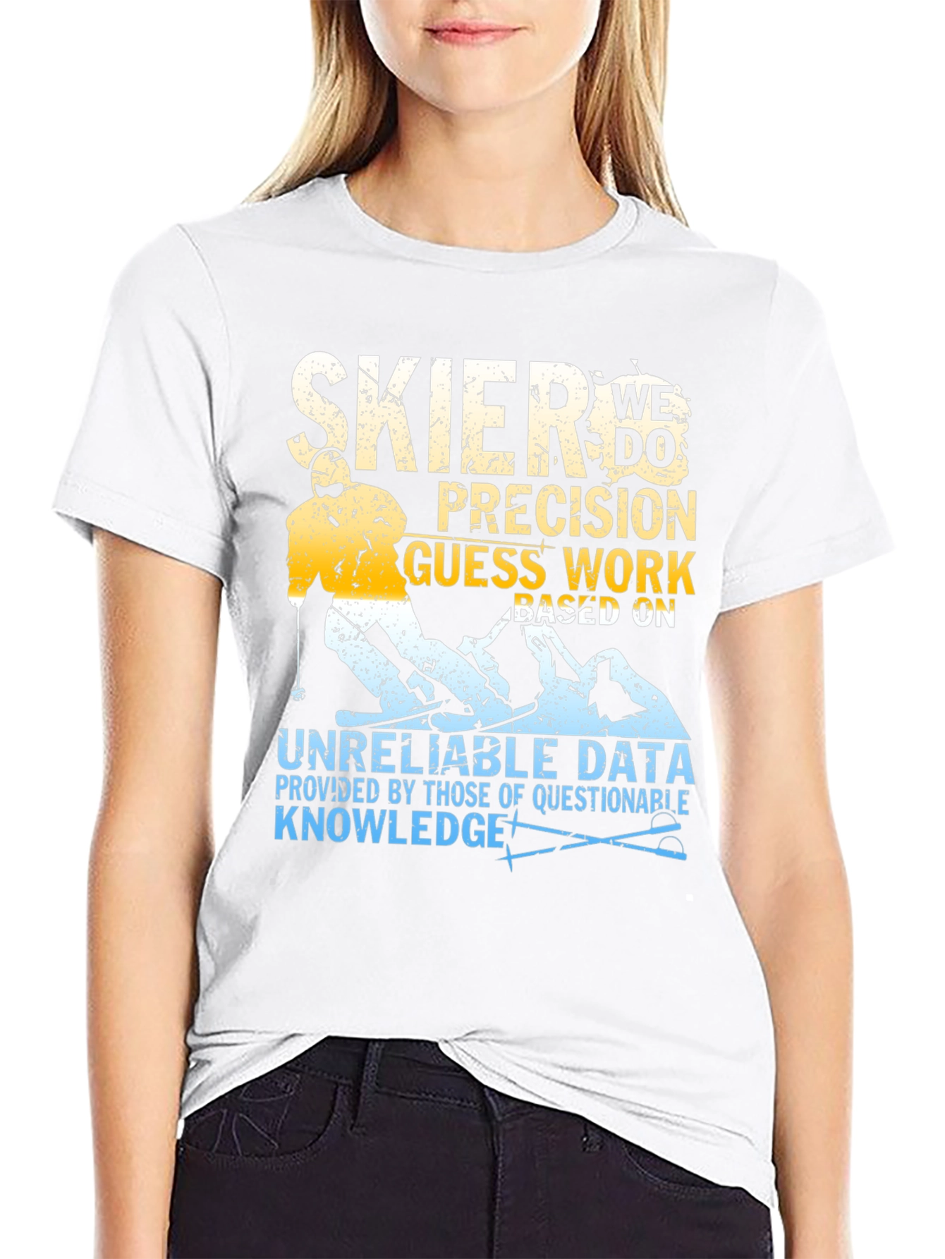 Black Funny Skier T-Shirt: Precision Guesswork Apparel view 9