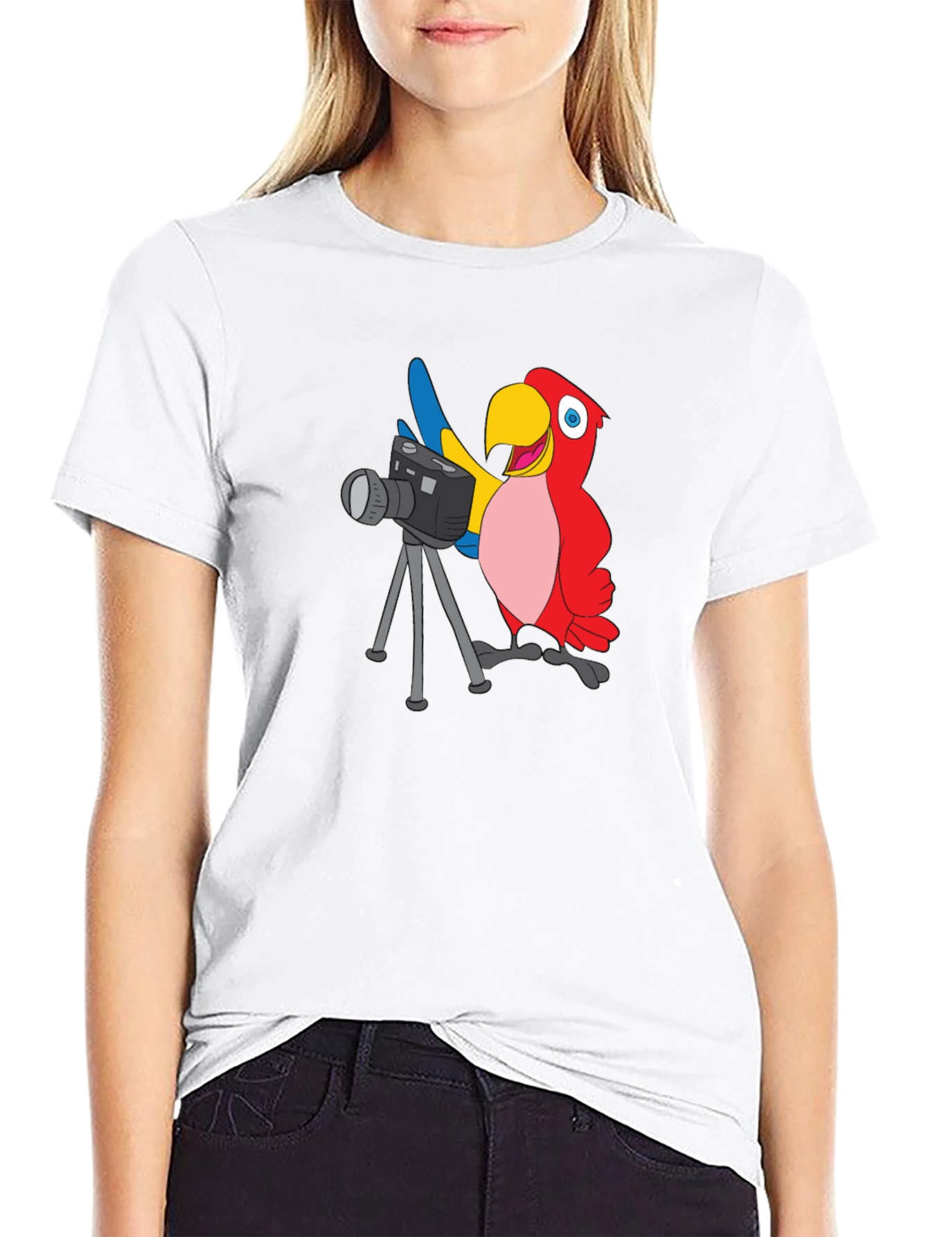 Black Parrot Photographer Graphic T-Shirt - Black view 9