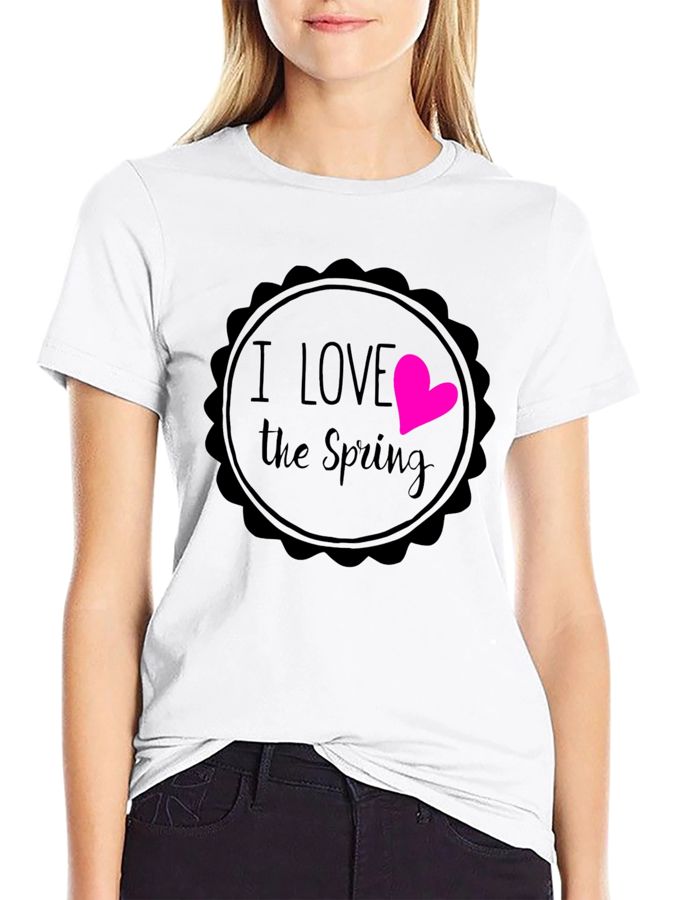 Black I Love the Spring Black Graphic T-Shirt view 9