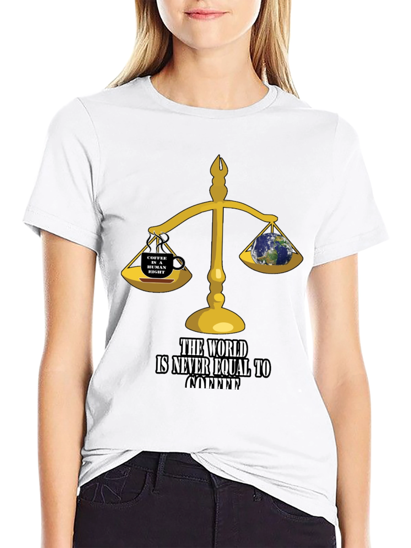 Black Coffee Lover's T-Shirt: The World Is Never Equal to Coffee! view 9