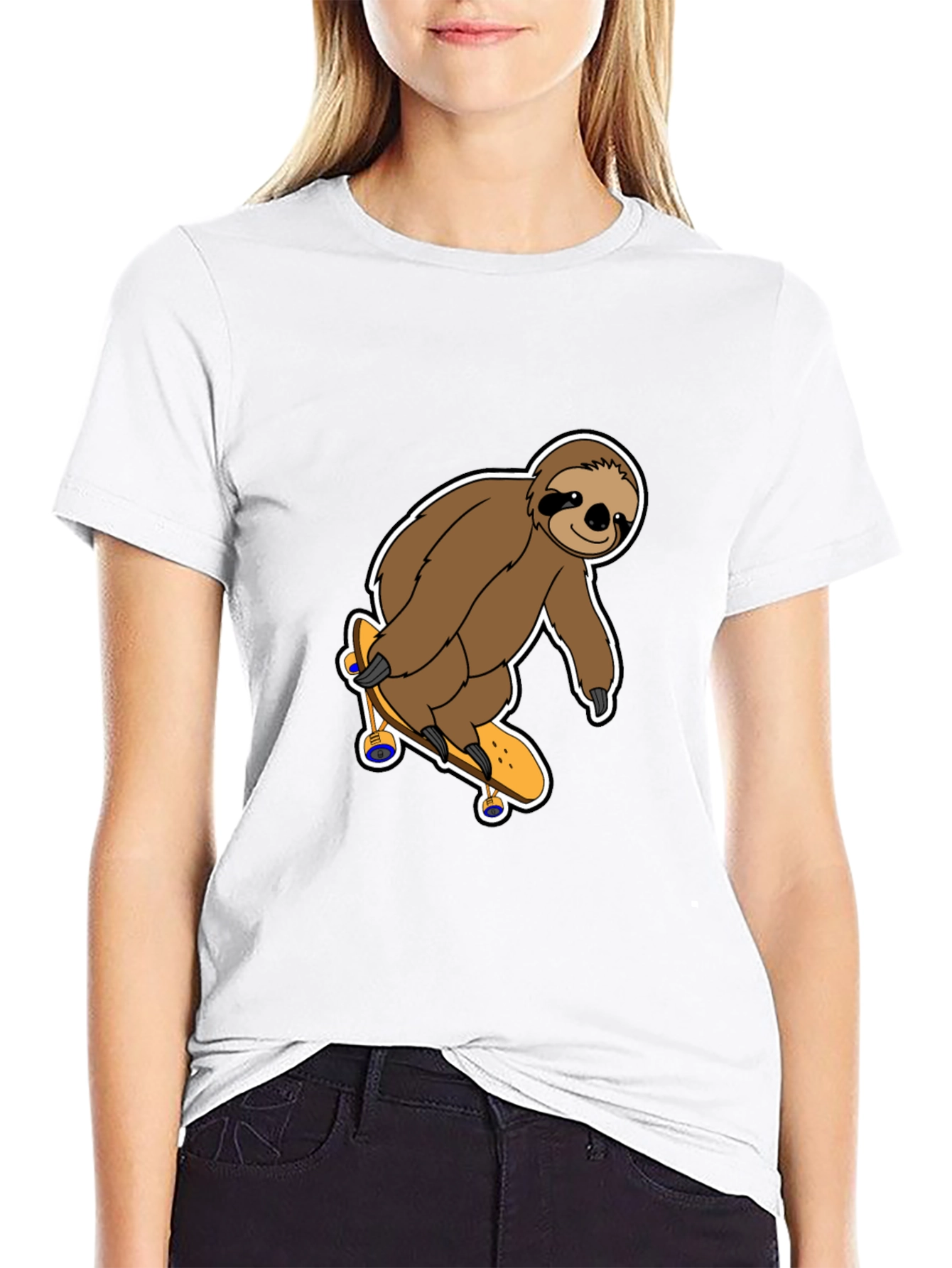 Black Sloth Skateboarder Graphic T-Shirt - Fun & Casual Tee view 9