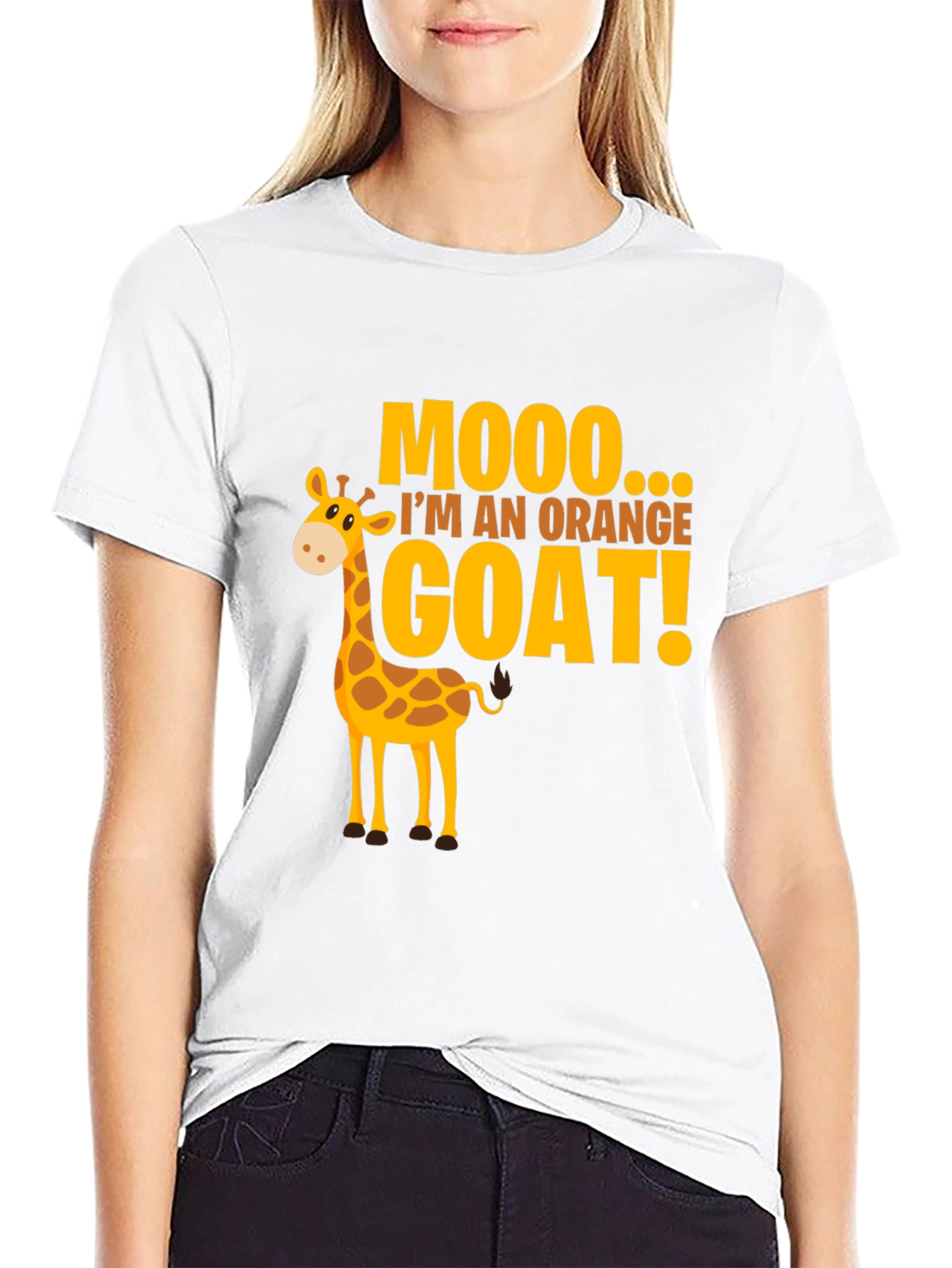 Black Mooo I'm An Orange Goat! Funny Giraffe T-Shirt view 9