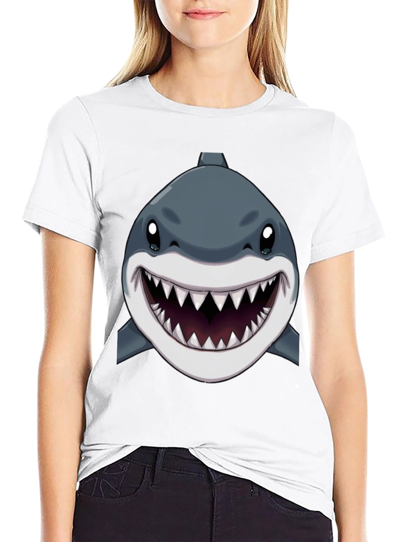 Black Shark Graphic Print Black T-Shirt view 9