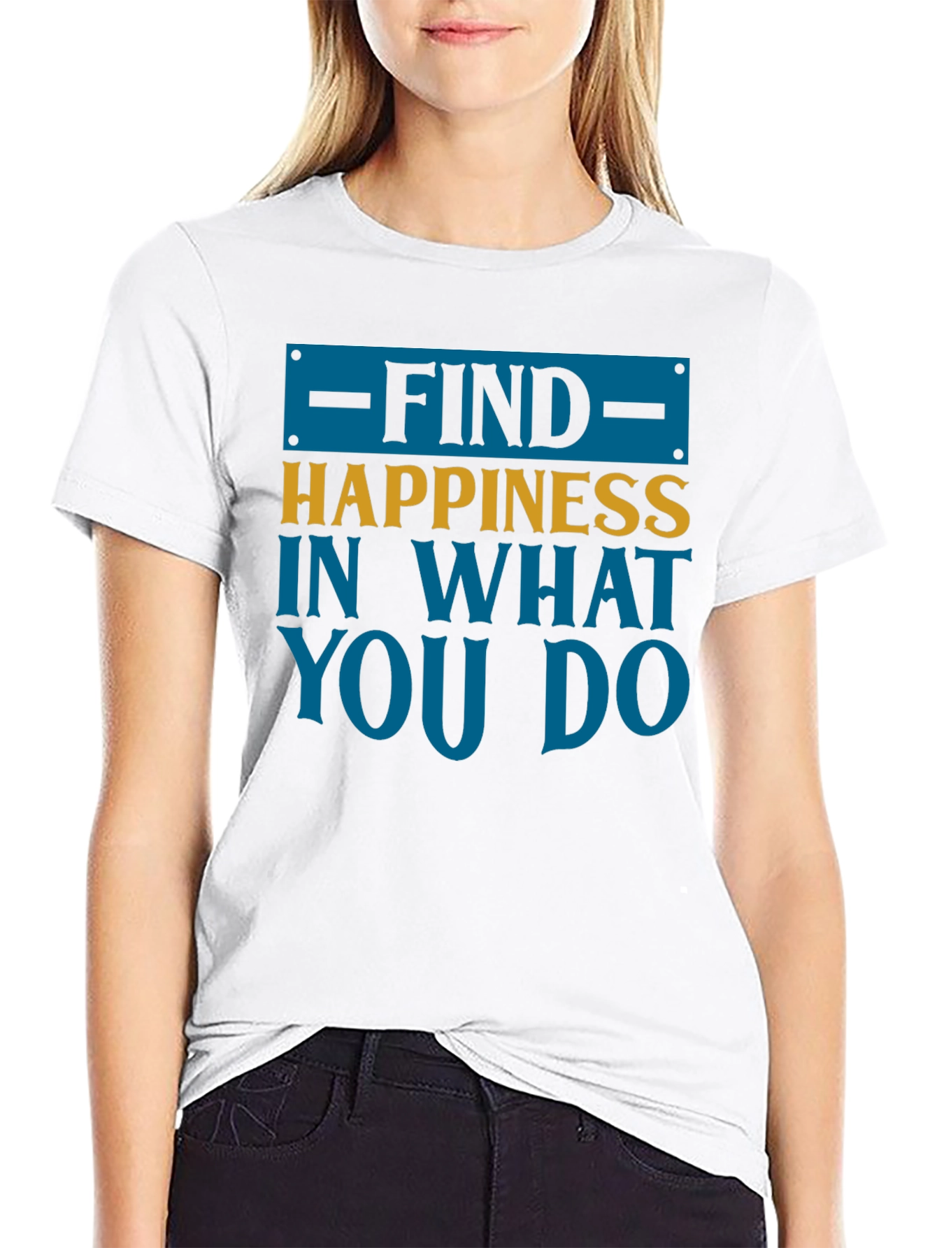 Black Find Happiness Graphic Tee - Motivational Shirt view 9