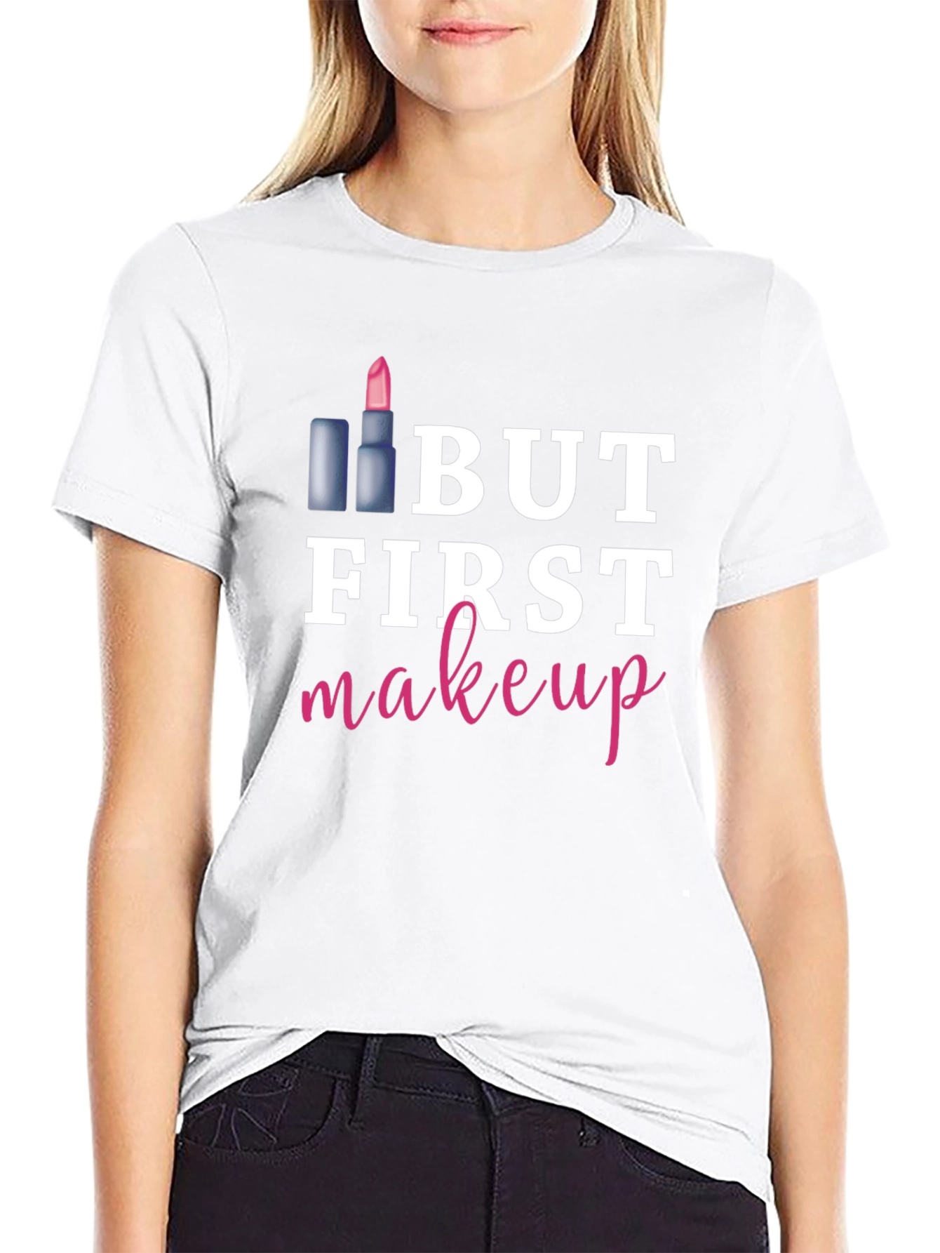 Black But First Makeup Graphic Tee Shirt view 9