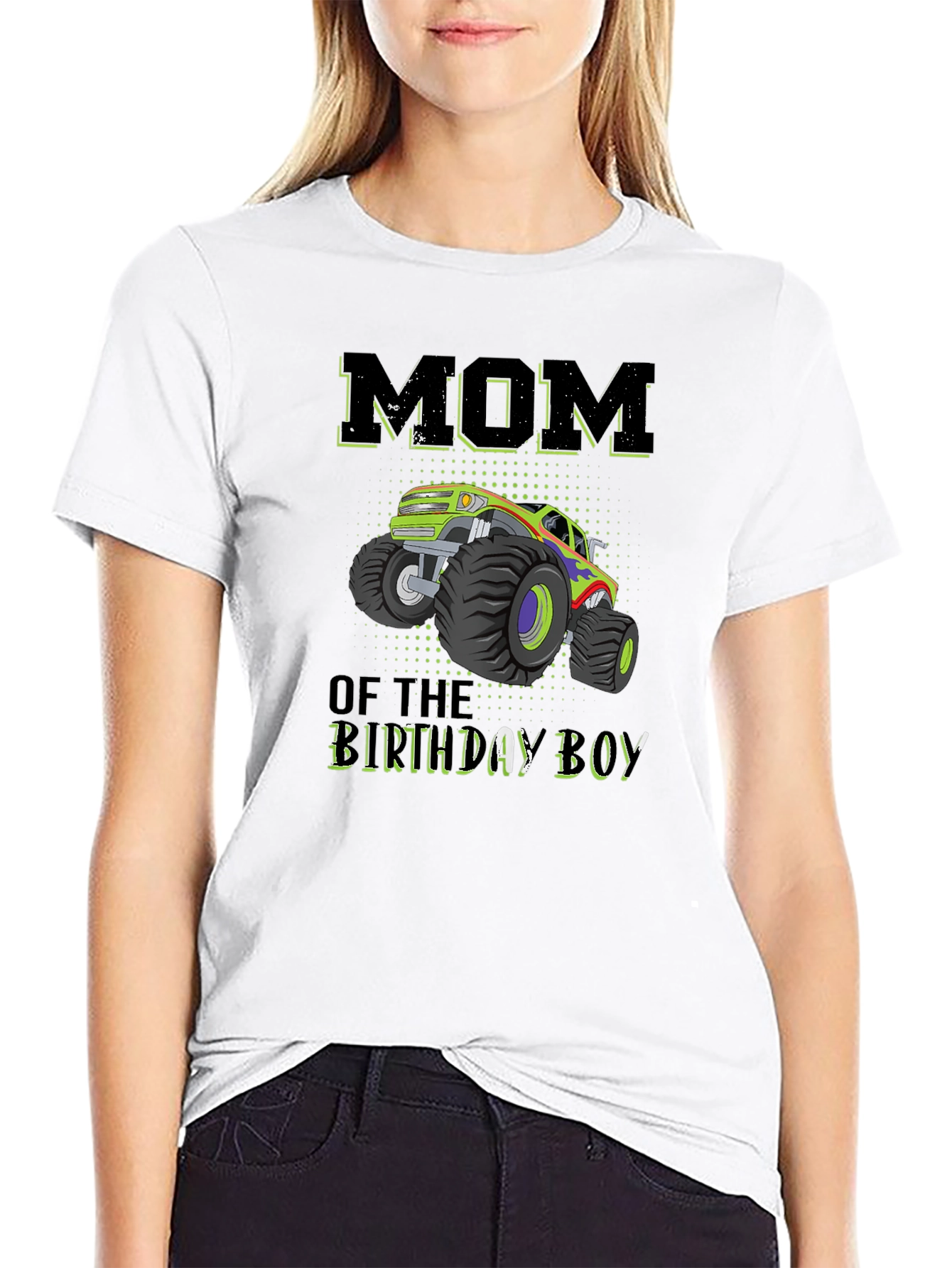 Black Mom of the Birthday Boy Monster Truck T-Shirt view 9