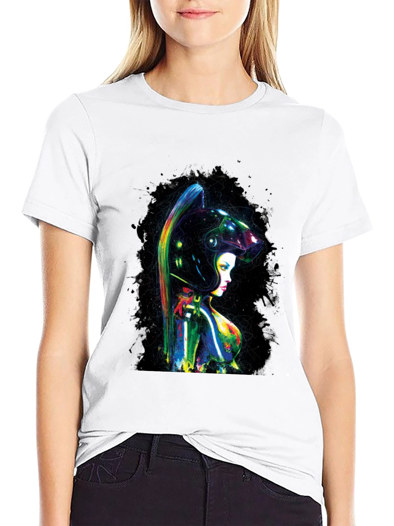 Black Cyberpunk Girl T-Shirt view 9