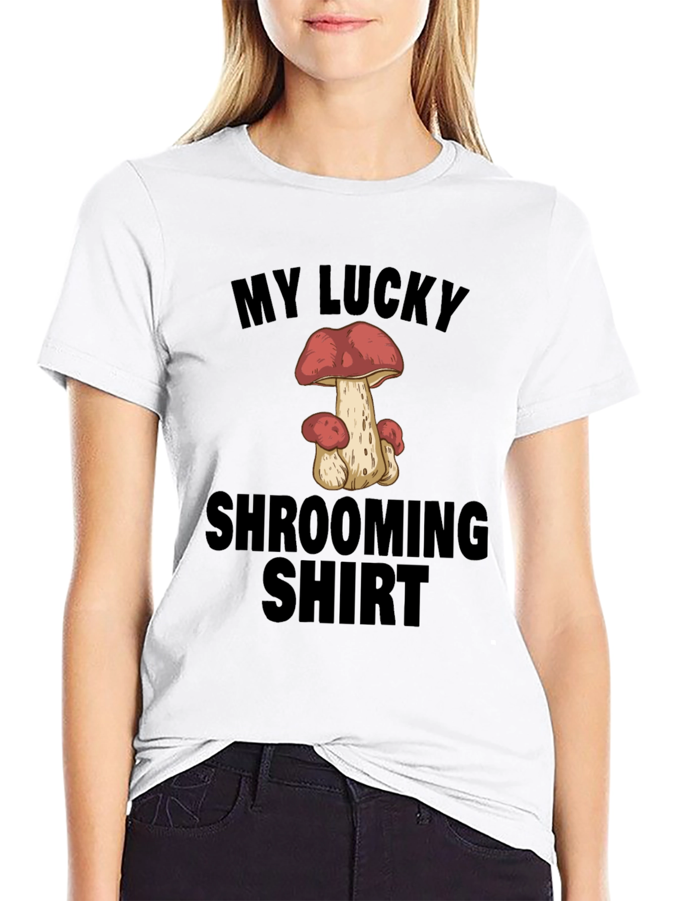 Black My Lucky Shrooming Shirt - Novelty Mushroom T-Shirt view 9
