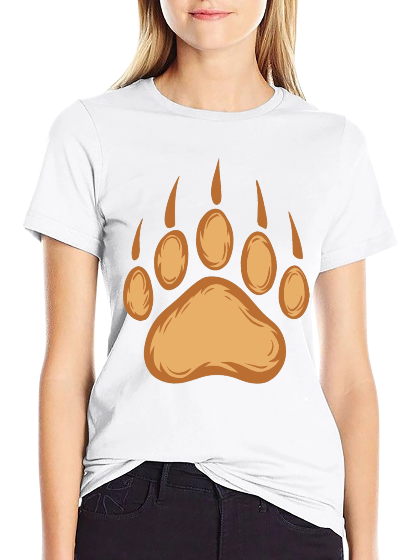 Black Bear Paw Print Graphic Tee - Black view 9