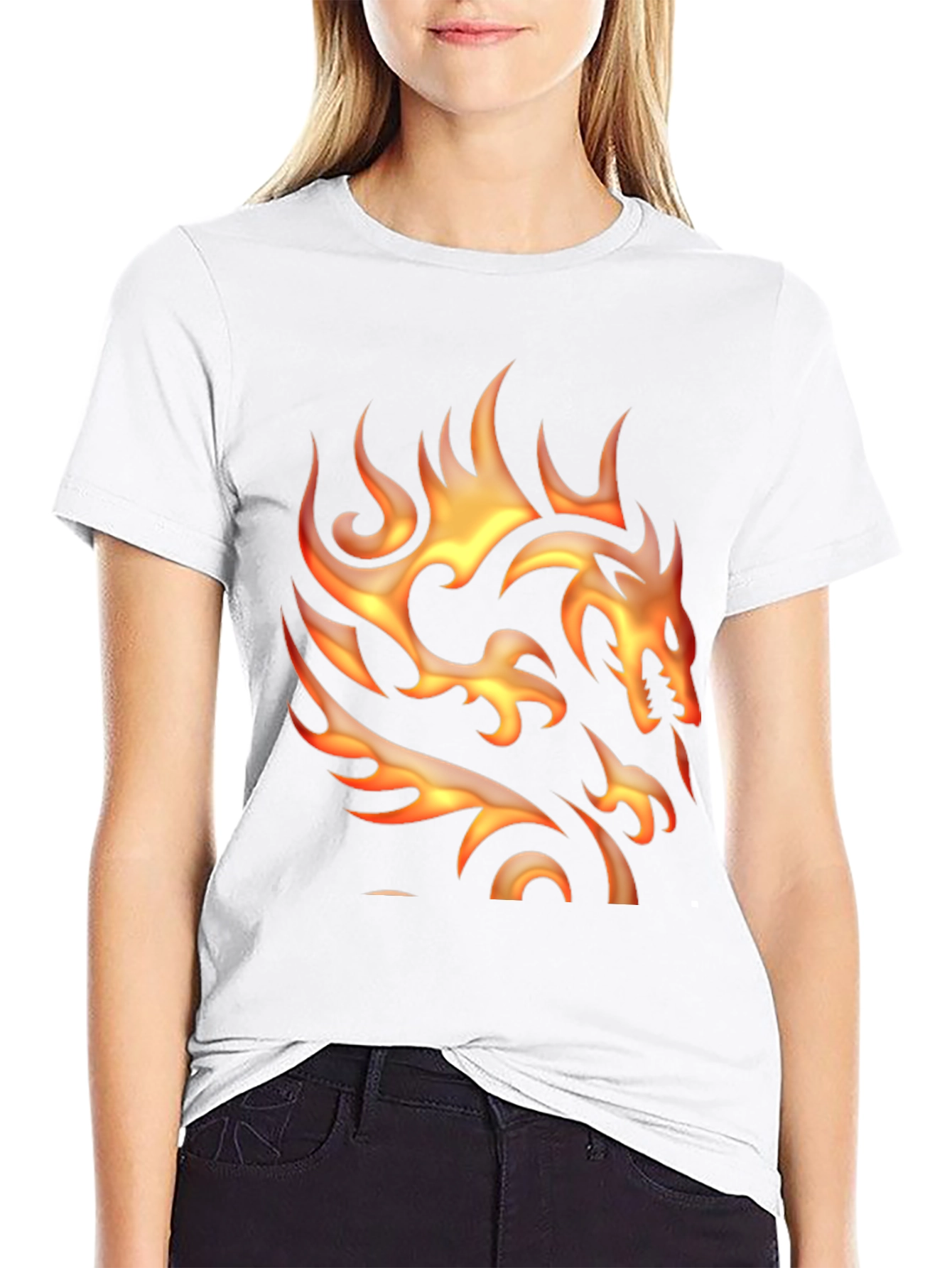 Black Fiery Dragon Graphic T-Shirt - Bold Black Tee view 9