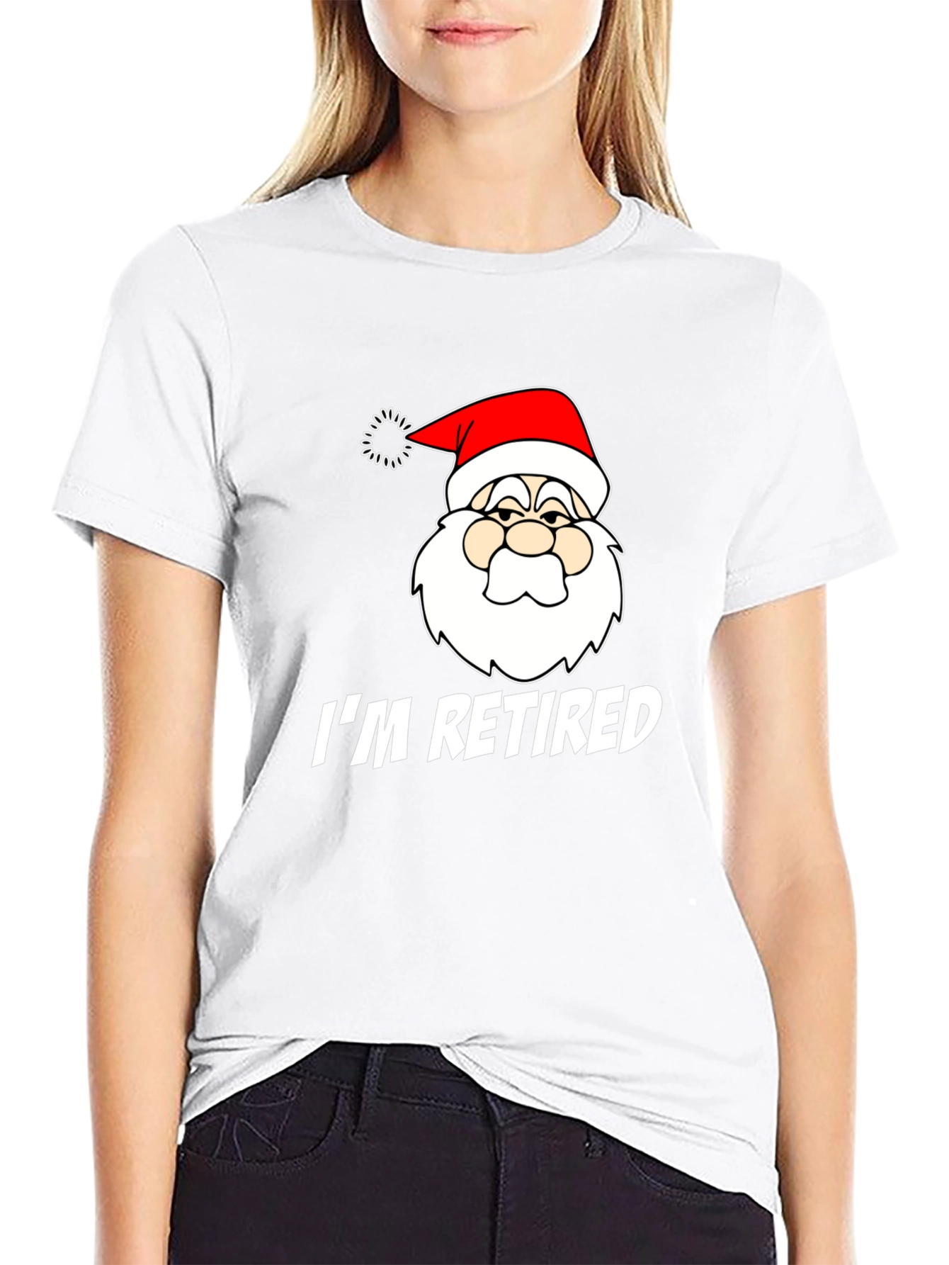 Black Funny Santa I'm Retired Black T-Shirt view 9