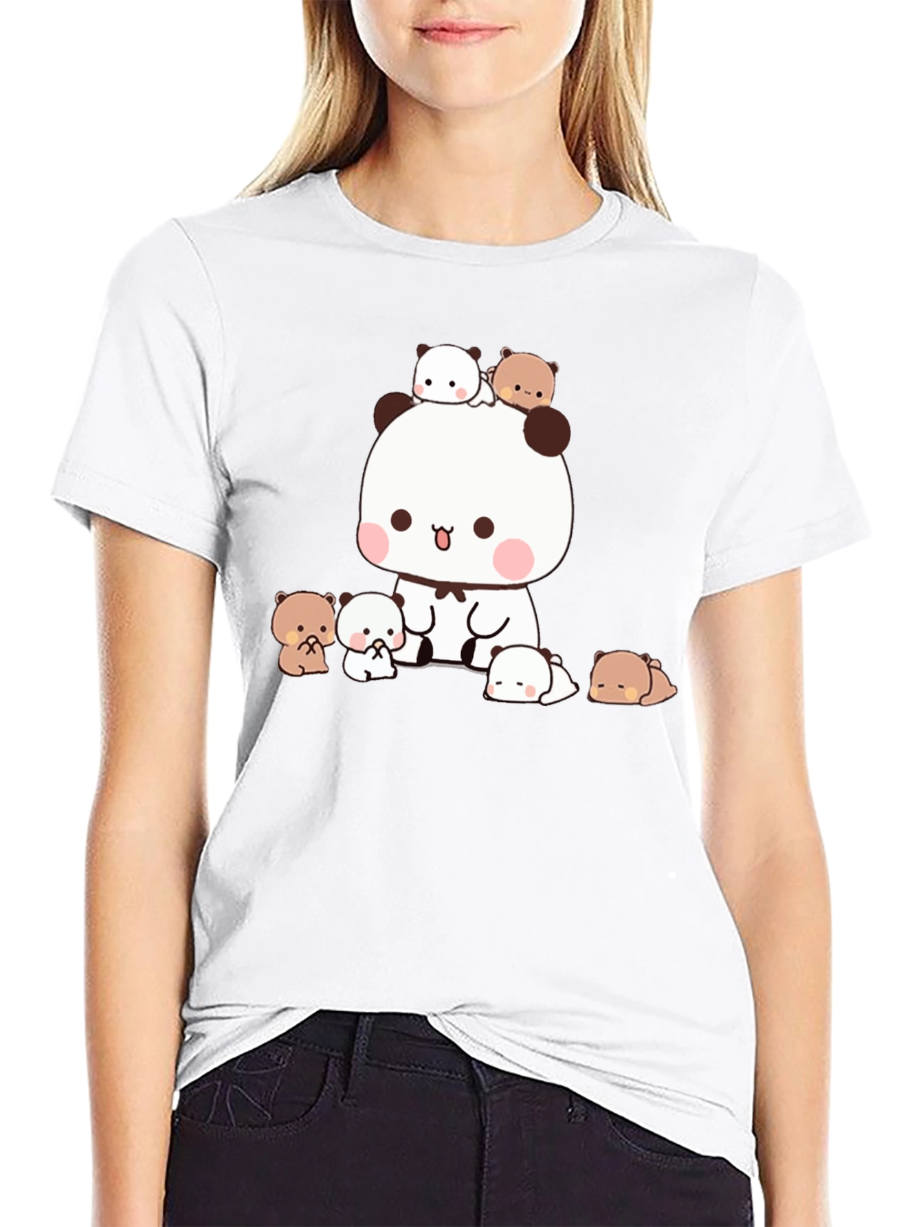 Black Cute Panda & Bear Graphic Tee - Black view 9
