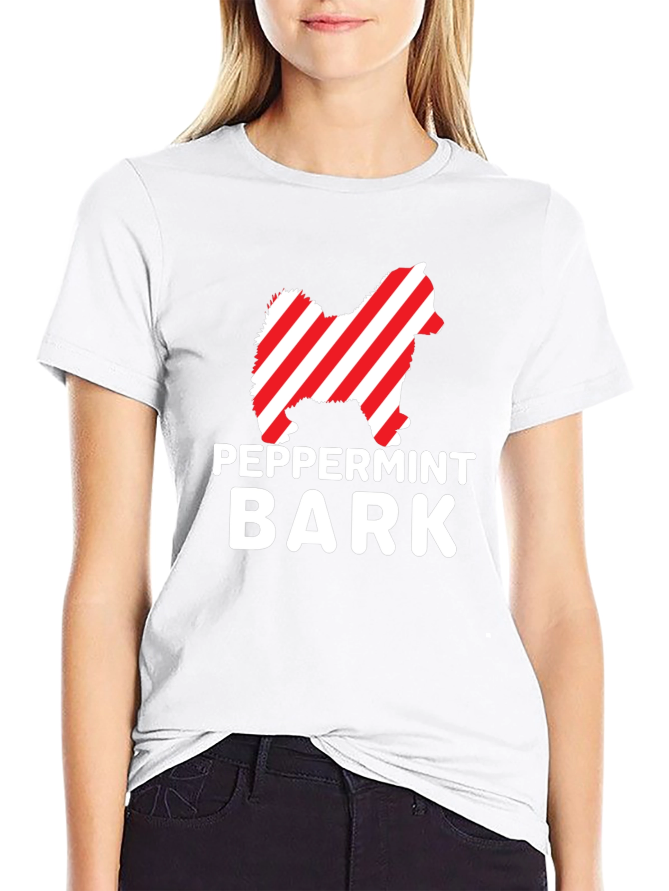 Black Peppermint Bark Dog T-Shirt - Festive Holiday Apparel view 9