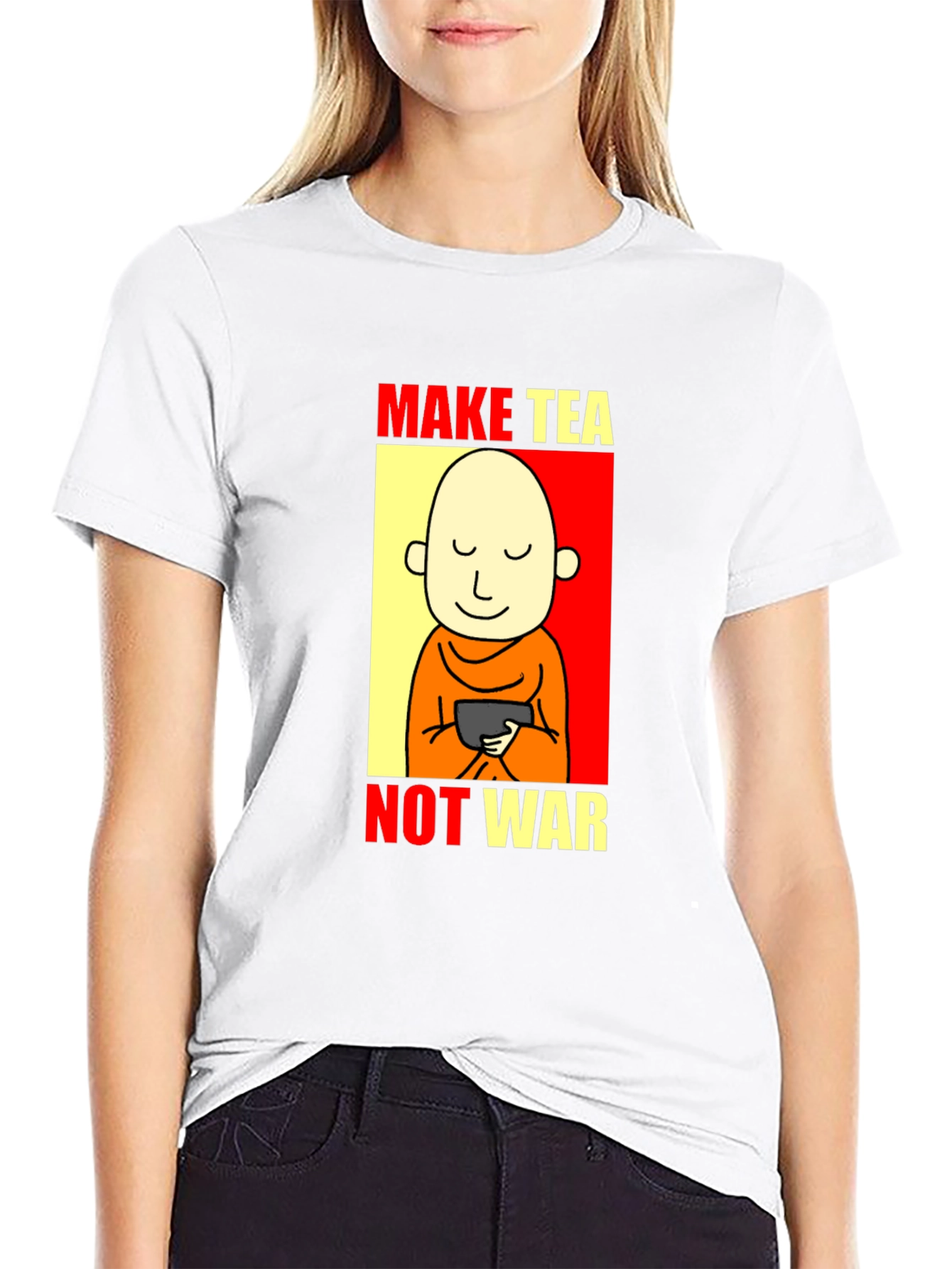 Black Make Tea Not War T-Shirt - Peaceful Zen Design view 9