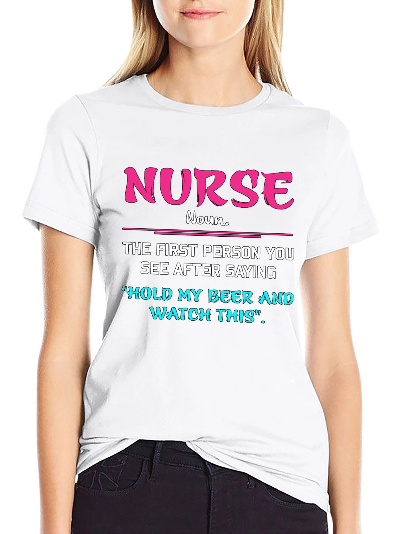 Black Funny Nurse T-Shirt: Hold My Beer Tee view 9