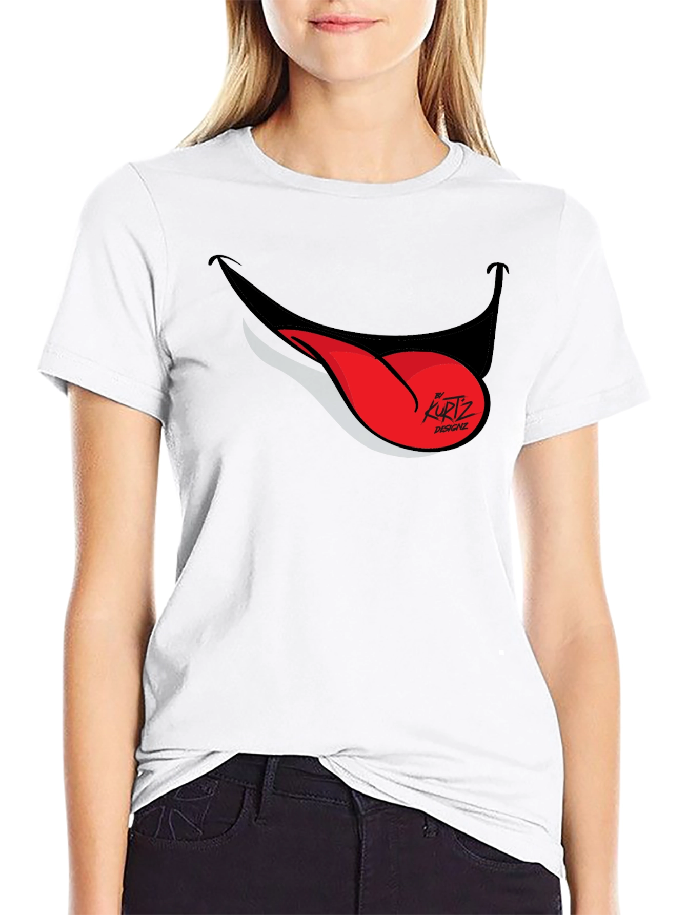 Black Funny Tongue Out Graphic Tee - Black Casual T-Shirt view 9