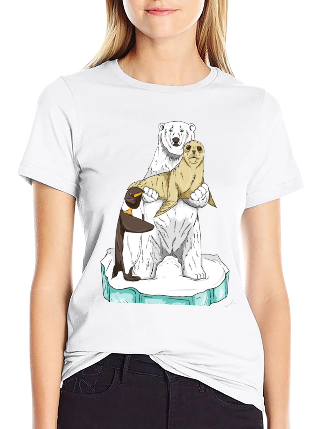Black Polar Bear Seal Penguin T-Shirt view 9