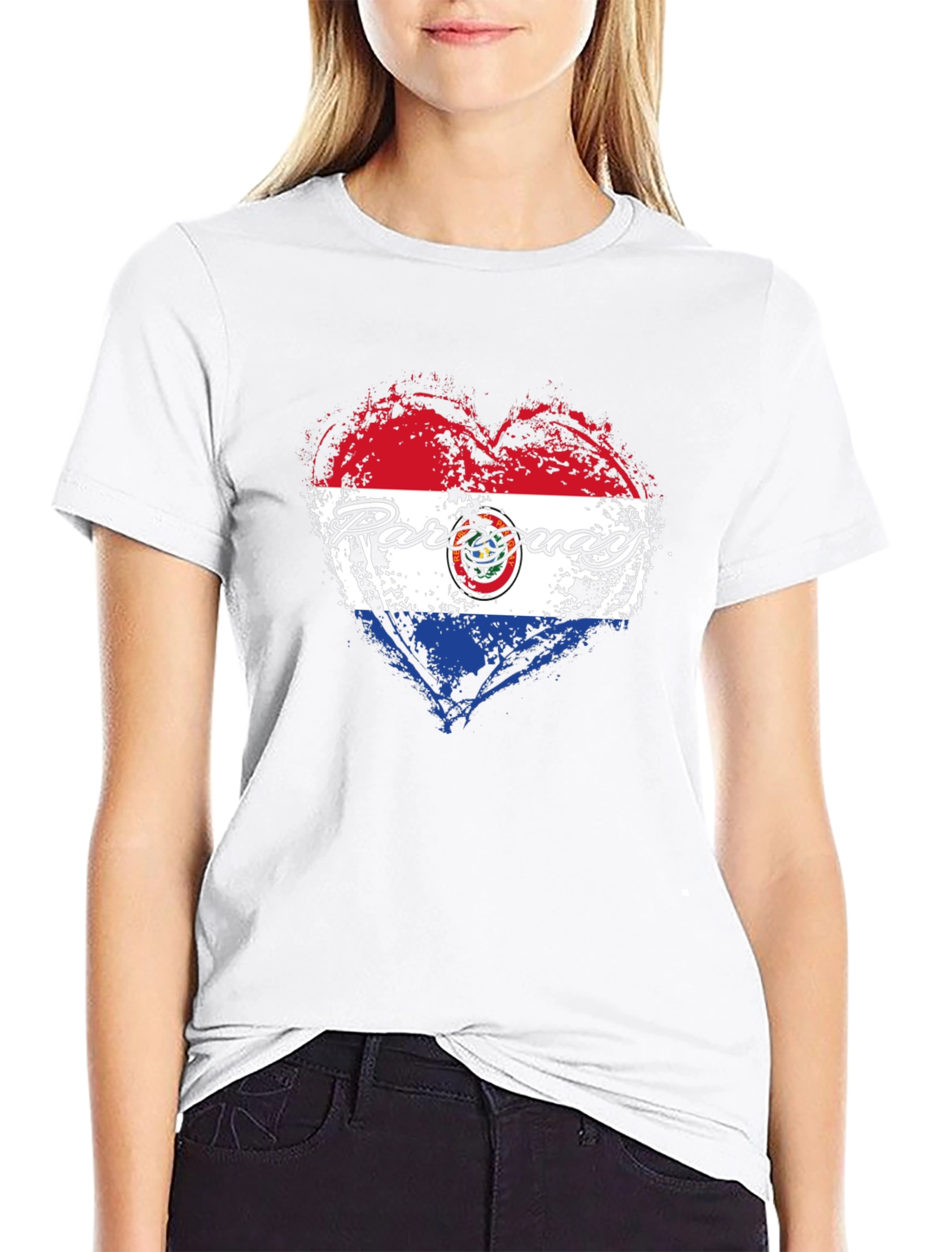 Black Paraguay Heart Flag T-Shirt - Patriotic Pride view 9