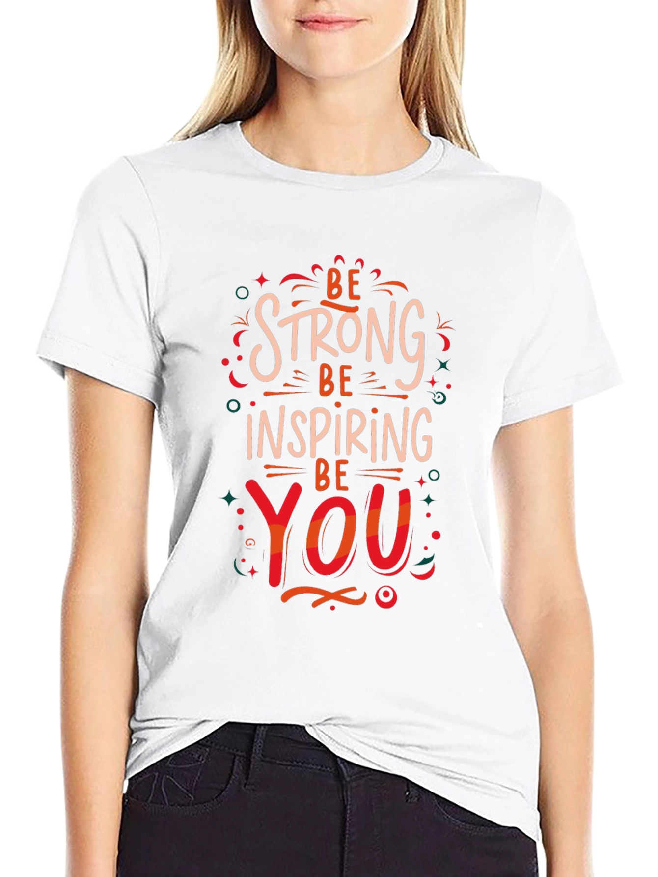 Black Be Strong Inspiring You Graphic Print T-Shirt view 9