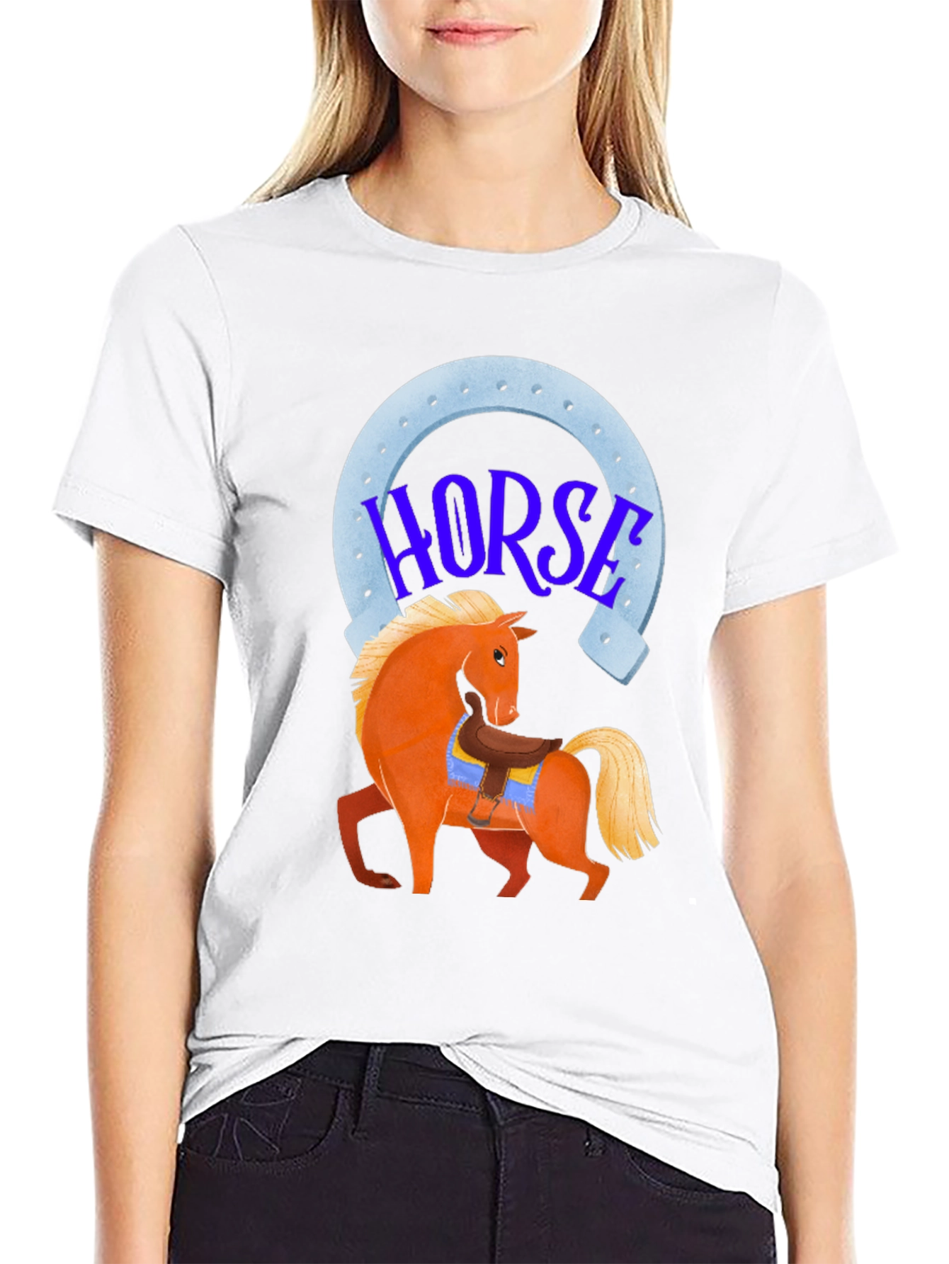 Black Horse Graphic Tee - Lucky Horseshoe Design view 9