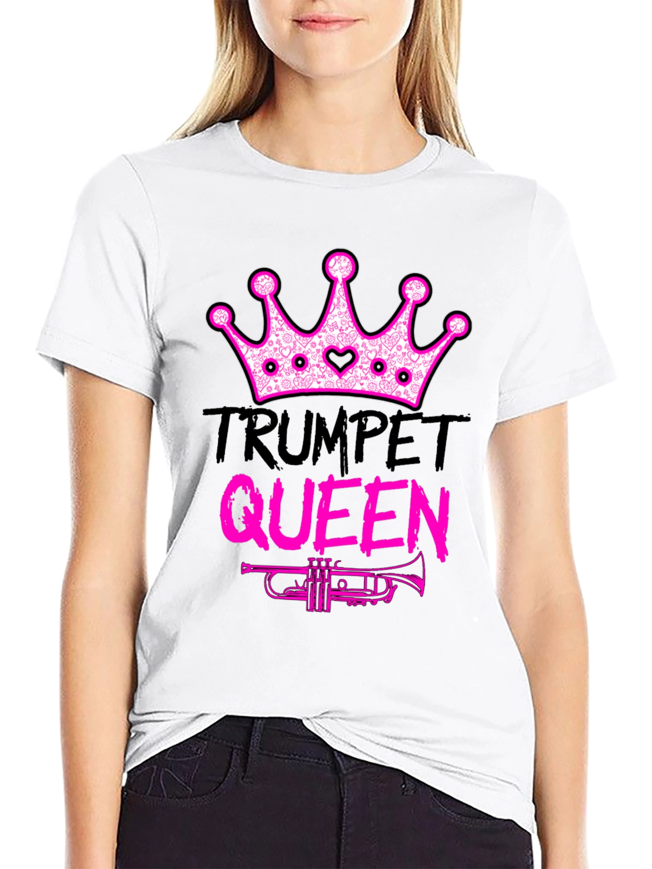 Black Trumpet Queen Graphic T-Shirt - Music Lover Tee view 9