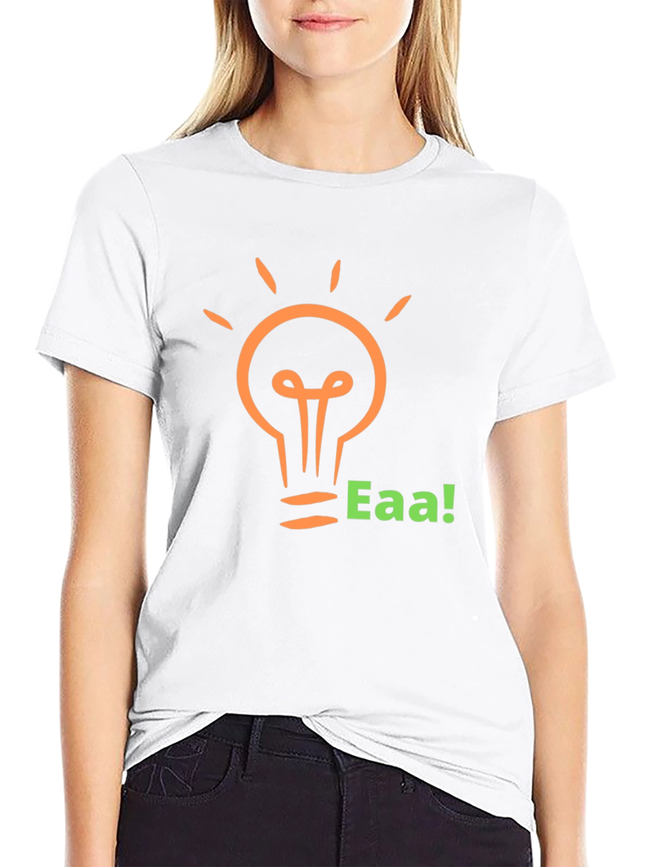 Black Black T-Shirt with Light Bulb Graphic and 'Eaa!' Text view 9