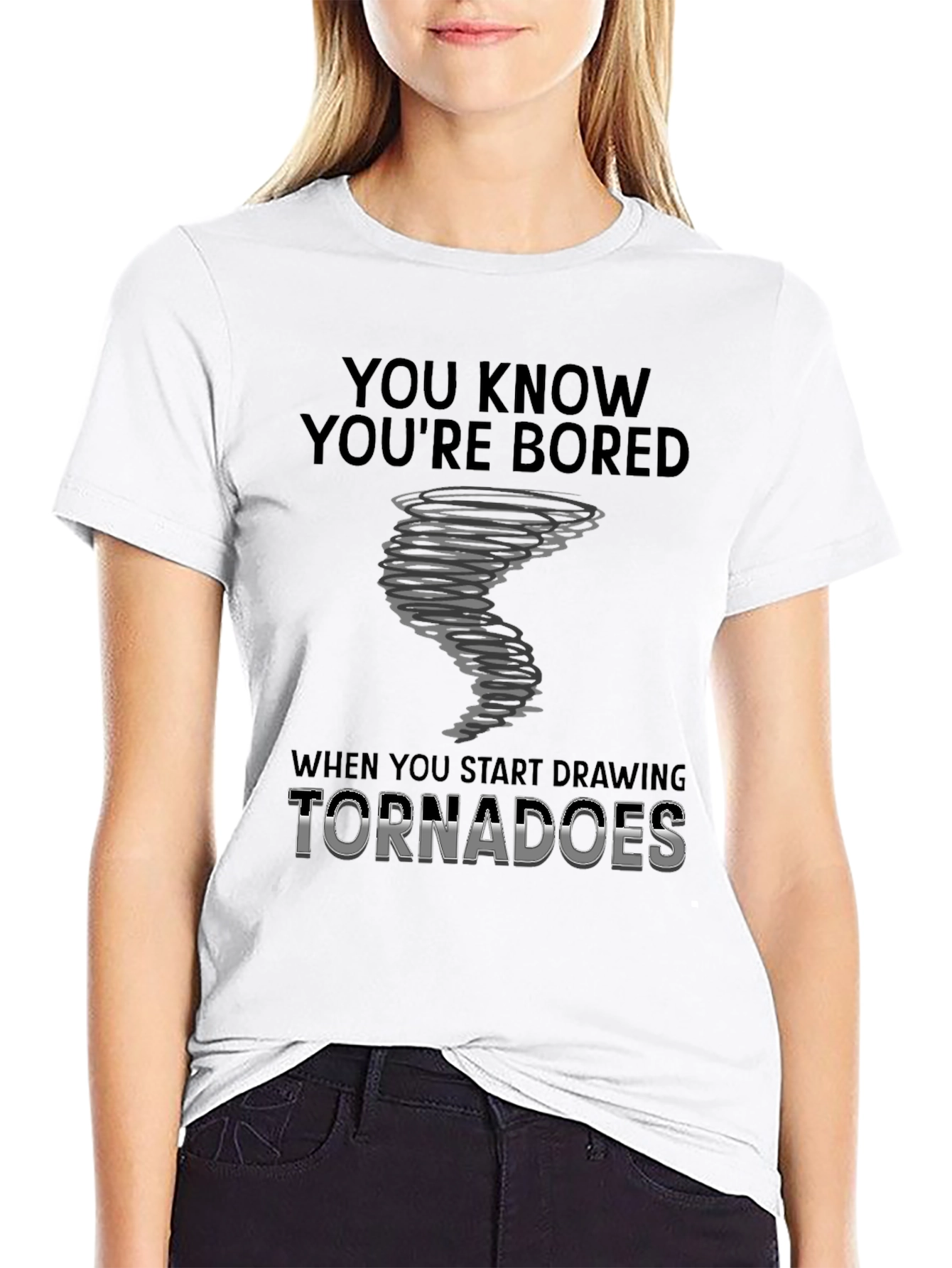 Bored Tornado Drawing Graphic T-Shirt - 9
