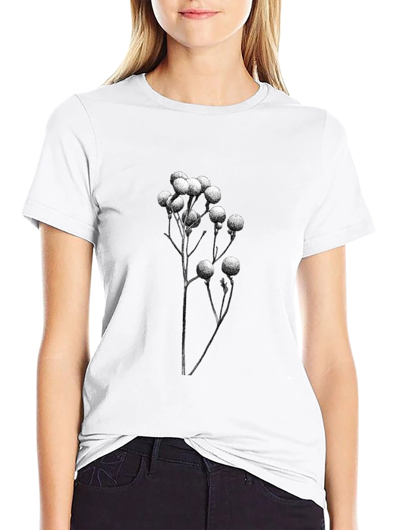 Black Botanical Print Black T-Shirt view 9