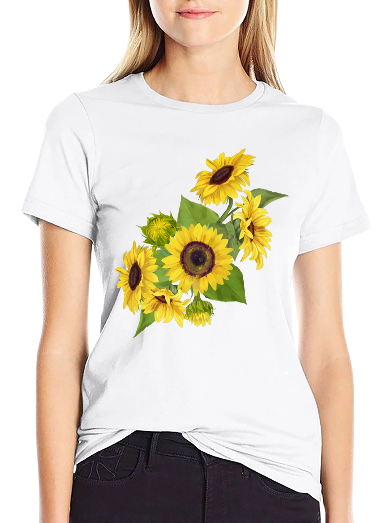 Black Sunflower Graphic Black T-Shirt view 9