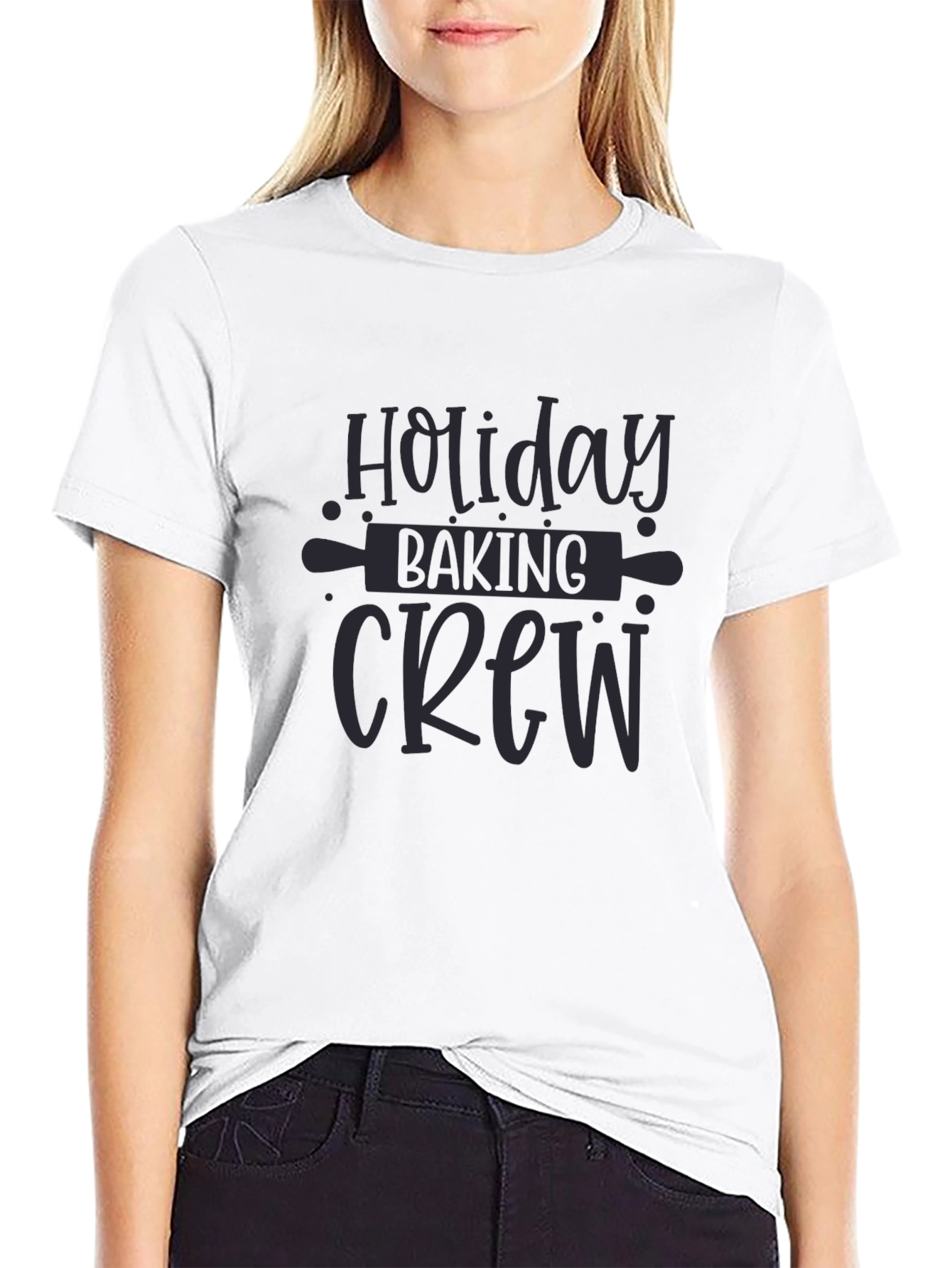 Black Holiday Baking Crew T-Shirt view 9