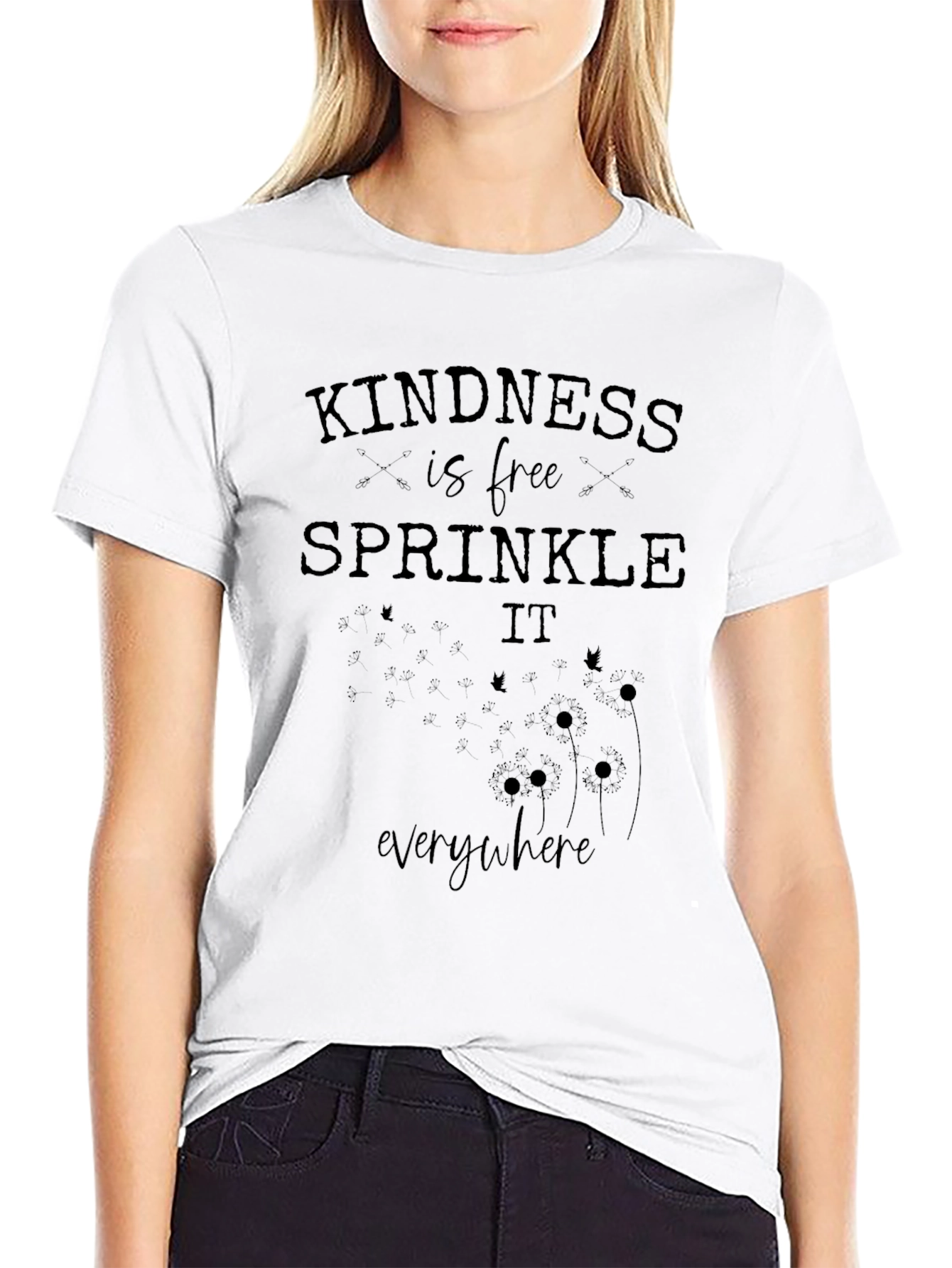 Black Kindness is Free Graphic Tee - Black Cotton Blend view 9