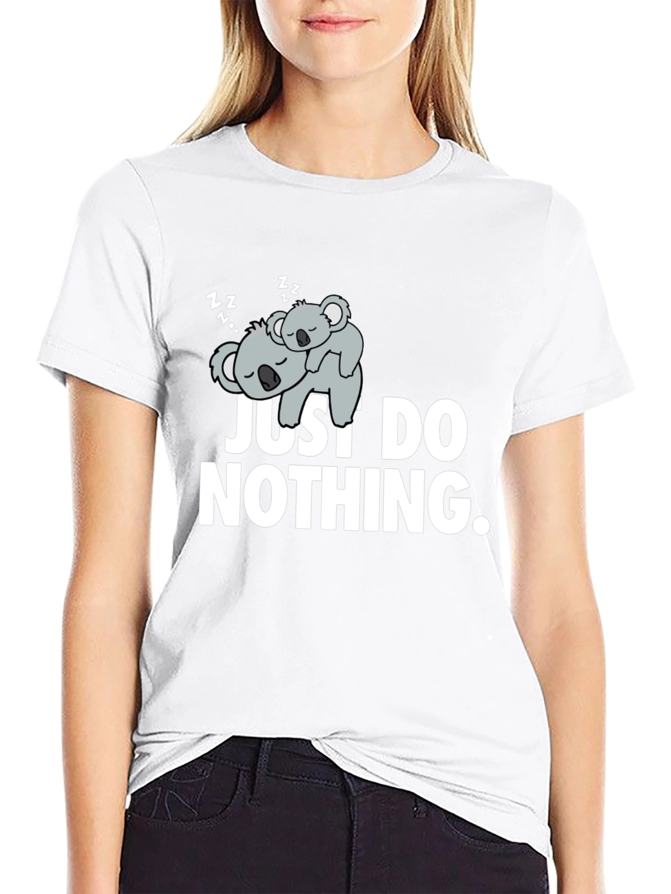 Black Lazy Koala Graphic T-Shirt - Just Do Nothing view 9