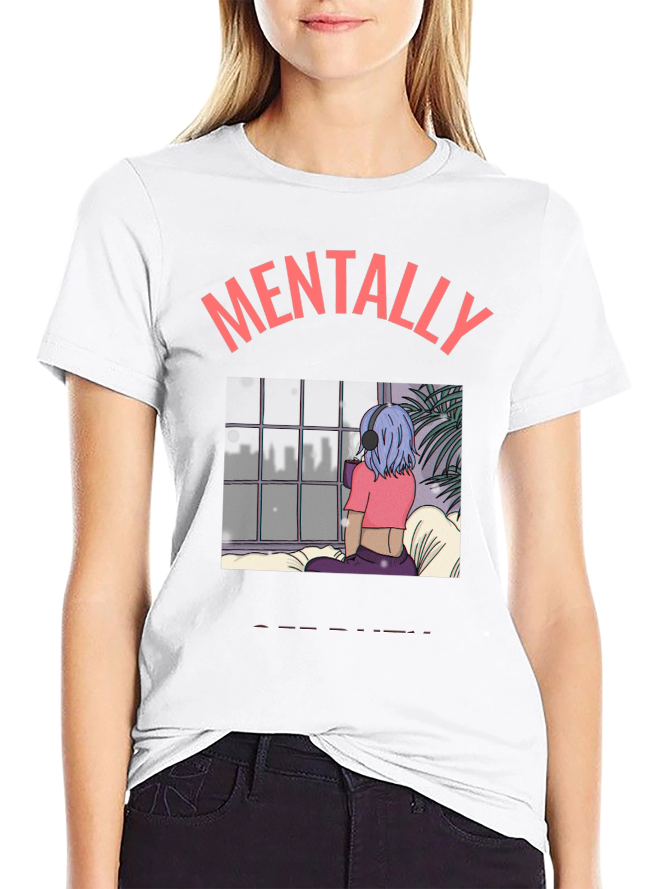 Black Mentally Elsewhere Graphic Tee - Unisex Black T-Shirt view 9