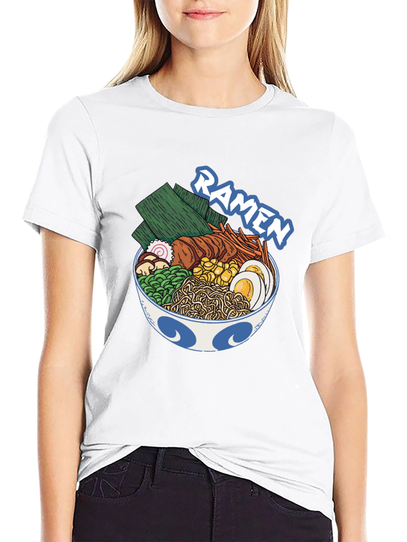 Black Ramen Bowl Graphic T-Shirt - Unisex Crew Neck Tee view 9