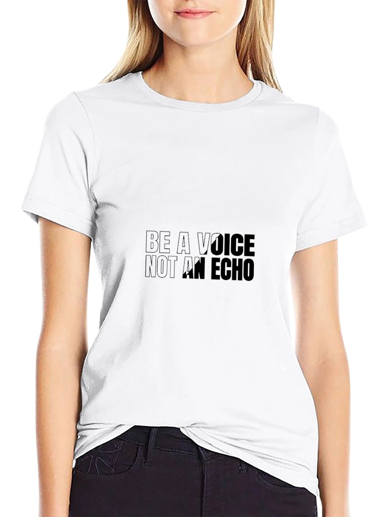 Black Be A Voice Graphic T-Shirt - Motivational Design view 9