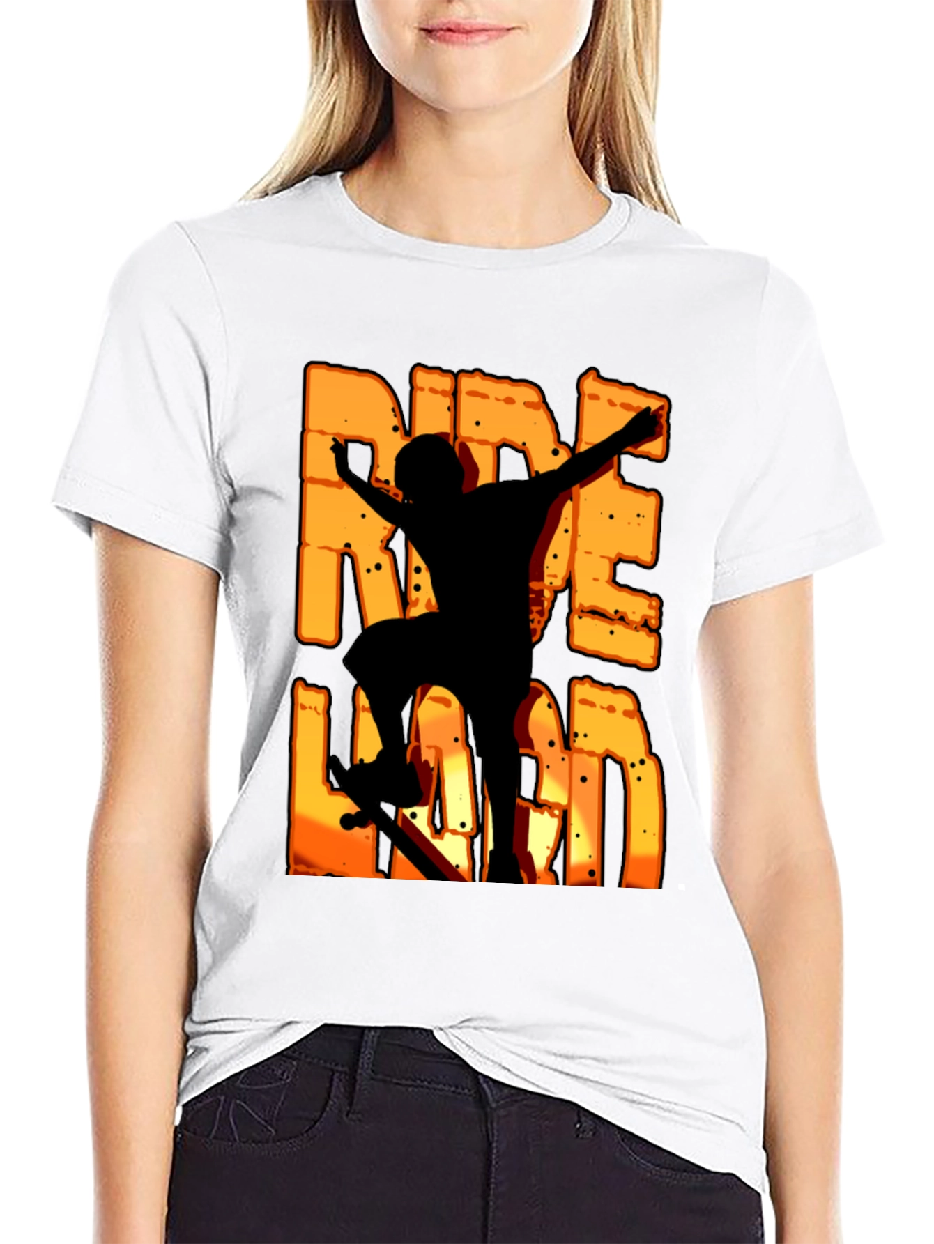 Black Ride Hard Black Graphic T-Shirt view 9